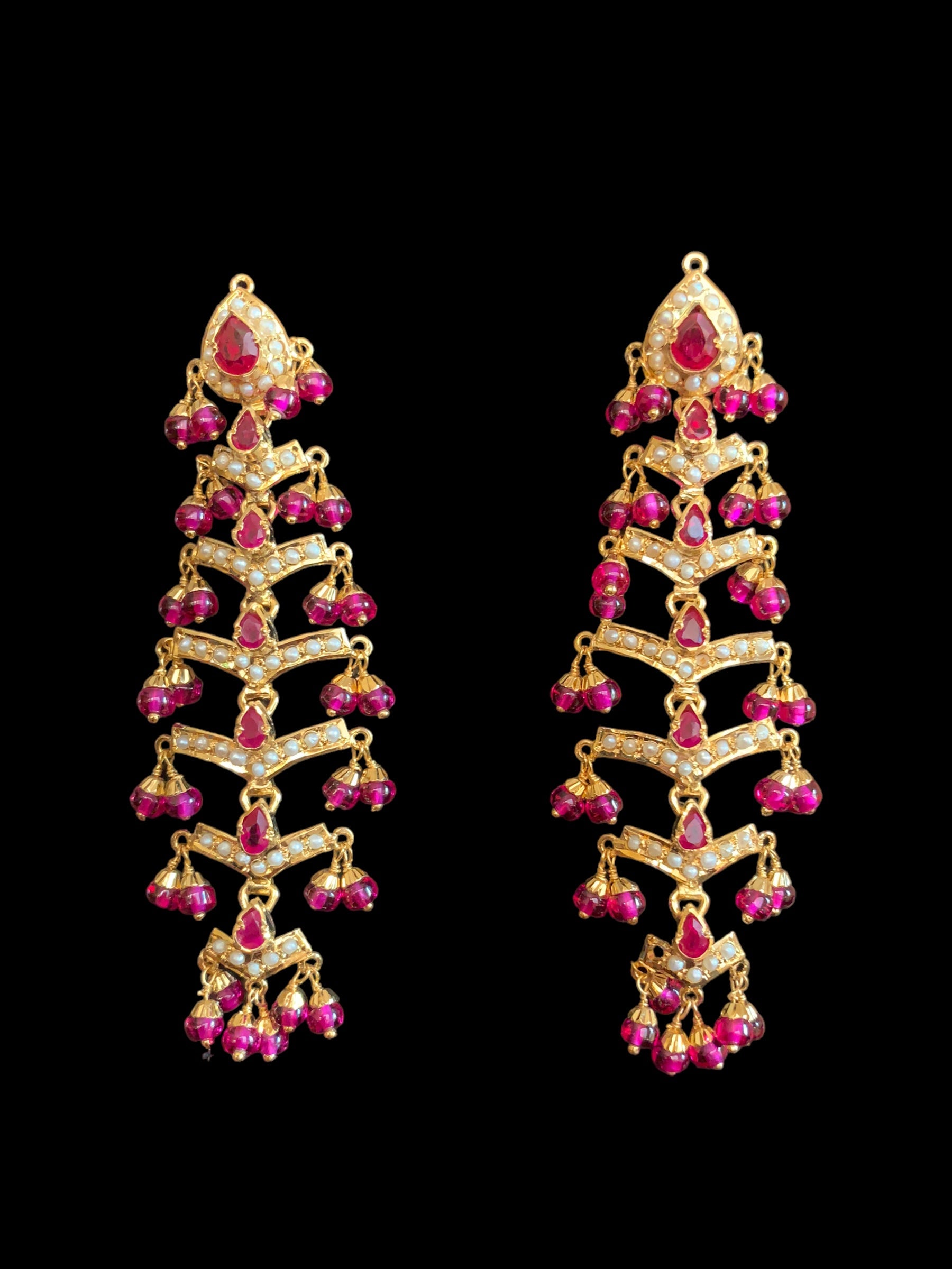 Ruby pearl gold plated silver earrings ( READY TO SHIP )