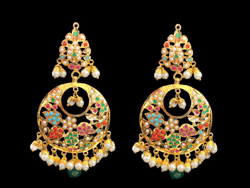 PS447 Naina  pendant set ( Navratan  ) ( READY TO SHIP)