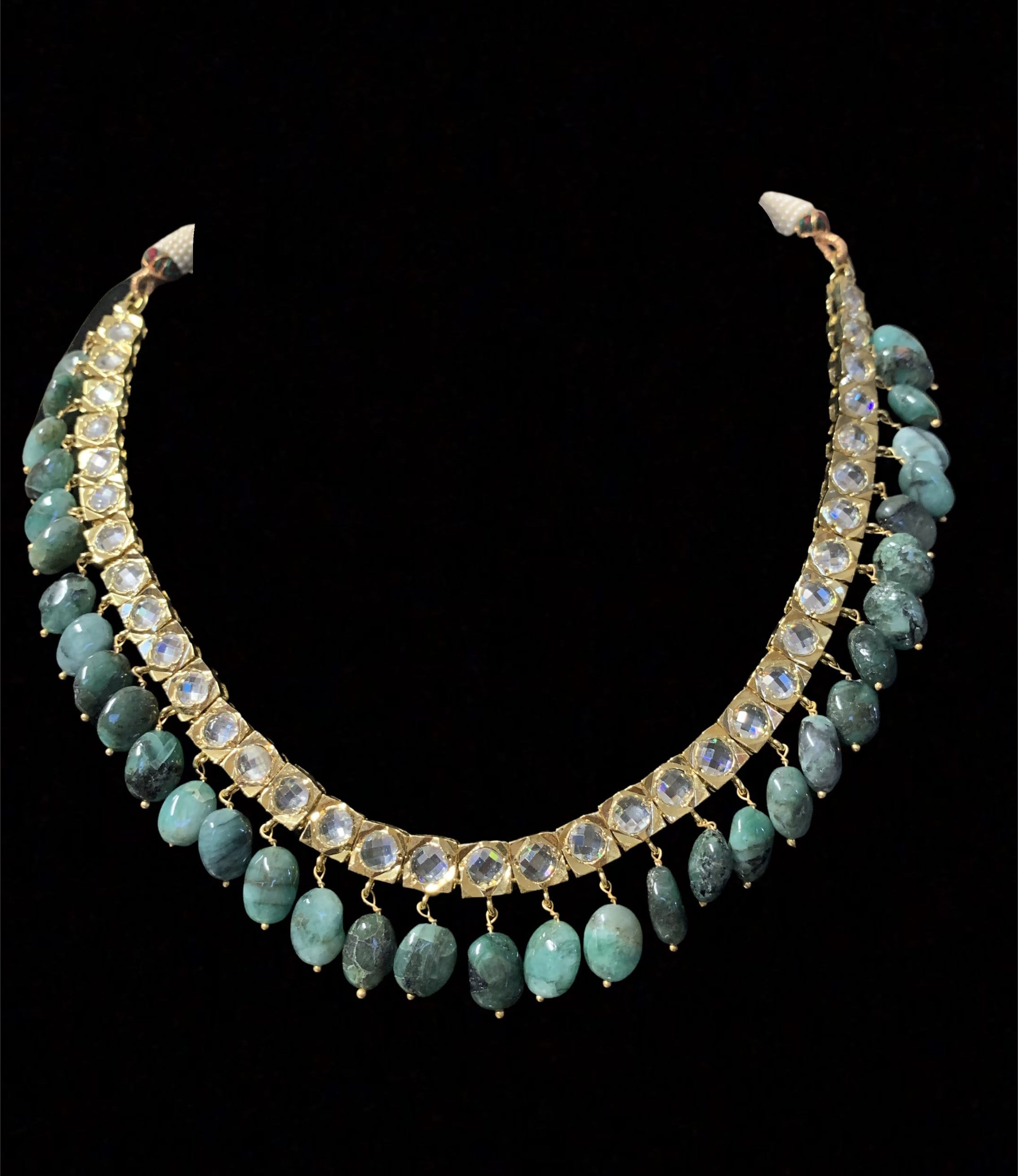 Barfi with emerald beads ( READY TO SHIP )