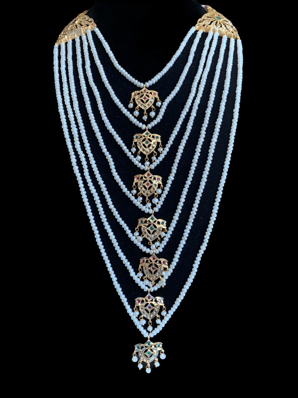 SAT10 Talia  satlada in fresh water pearls - ruby emerald    (SHIPS IN 4 WEEKS )