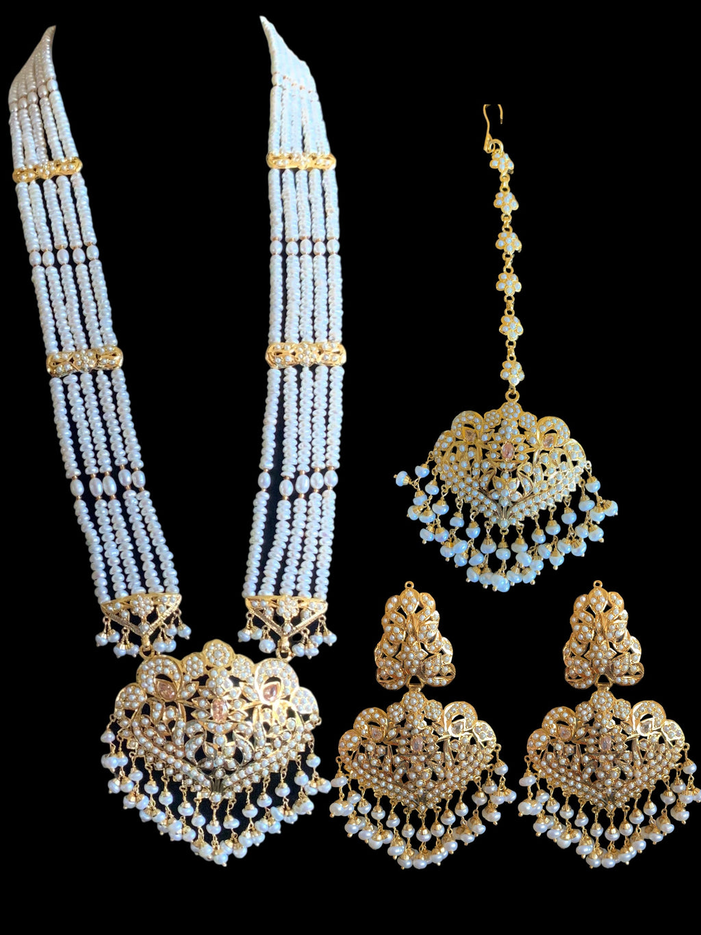 Gold plated silver rani haar in fresh water pearls ( SHIPS IN 5 WEEKS )