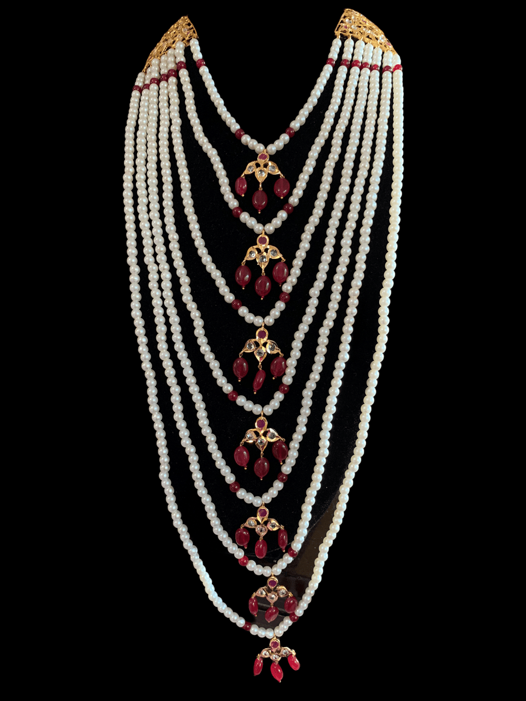 SAT11 Hyderabadi satlada with jhumka in ruby (READY TO SHIP)