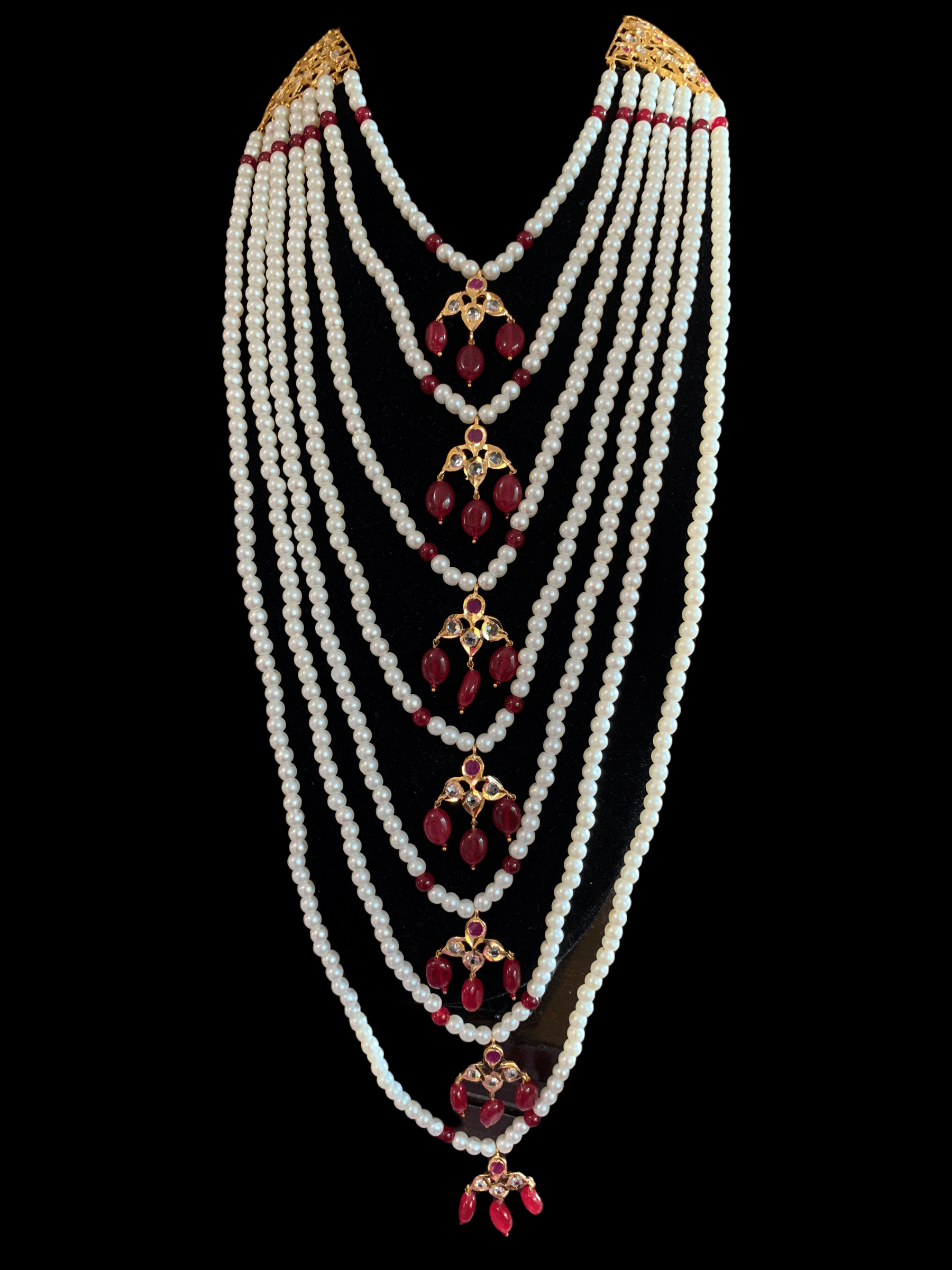 SAT11 Hyderabadi satlada with jhumka in ruby (READY TO SHIP)