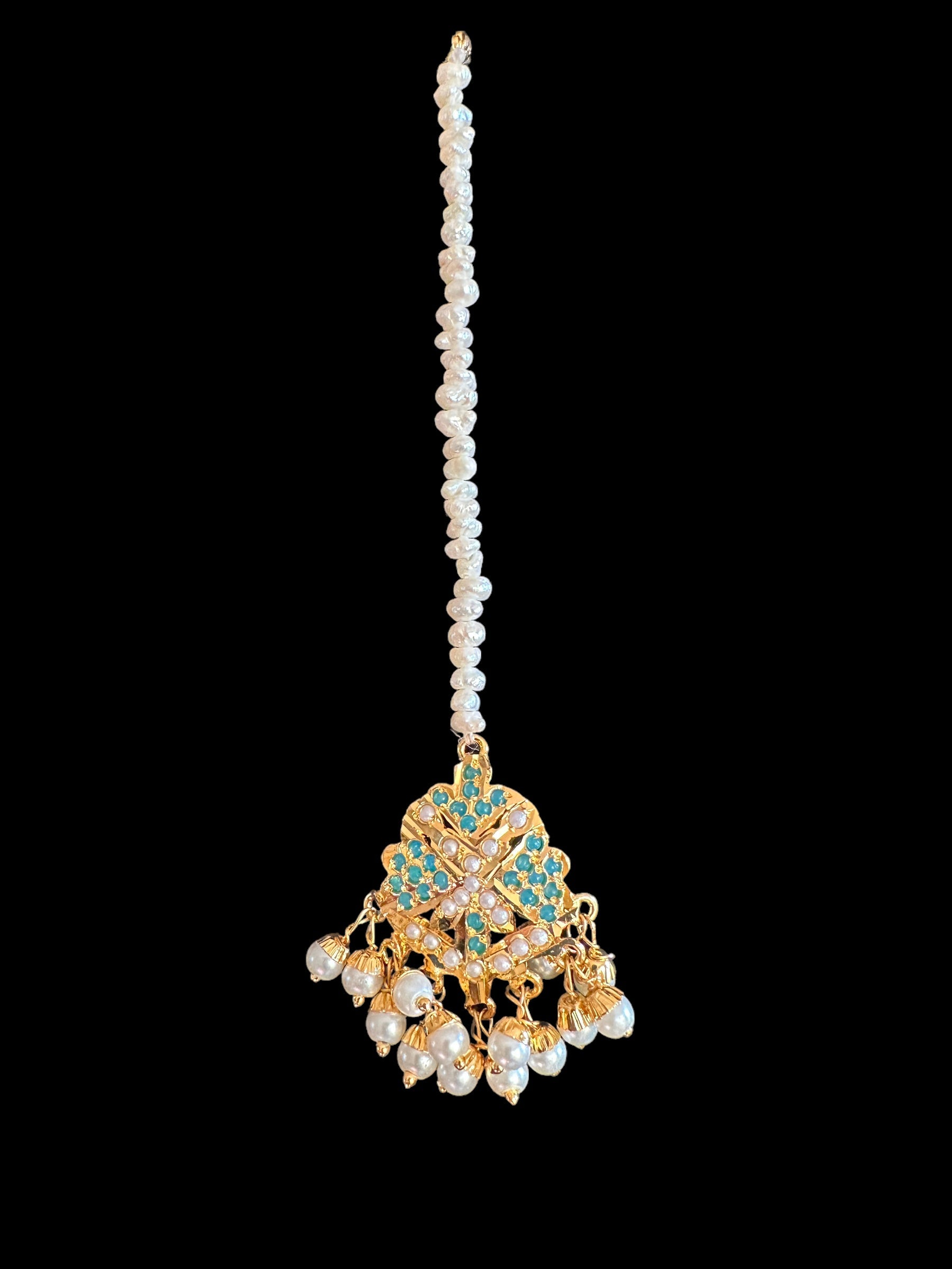 LN207 Rani haar with fresh water pearls in turquoise ( SHIPS IN 4 WEEKS )