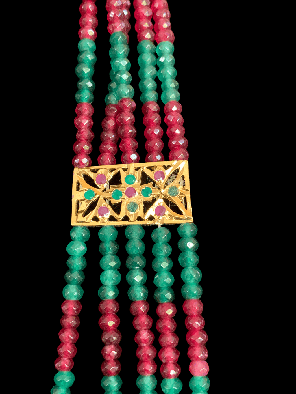 SAT38 Nimisha bridal three layer necklace set with earrings  ( READY TO SHIP)