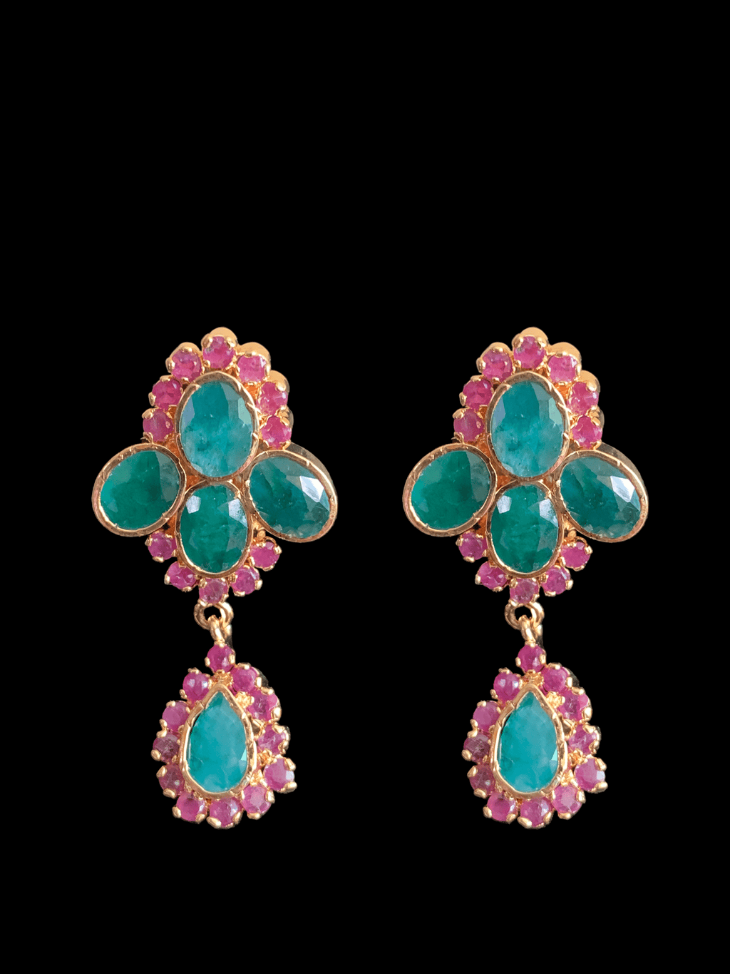 NS235 NEELAM, real ruby  emerald gold plated necklace set ( READY TO SHIP)