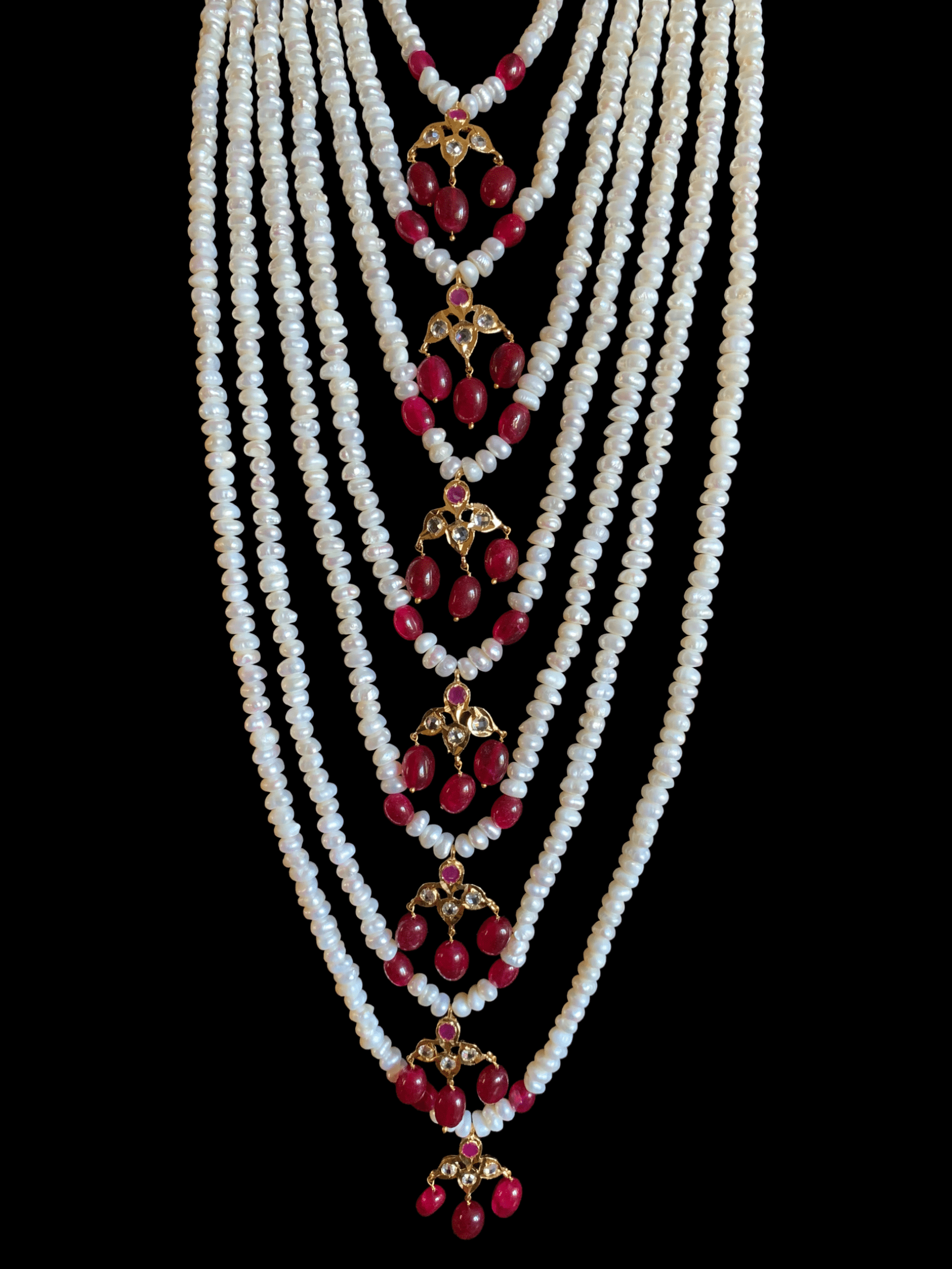 SAT66 Insia Hyderabadi satlada in fresh water pearls and rubies( SHIPS IN 3 WEEKS  )