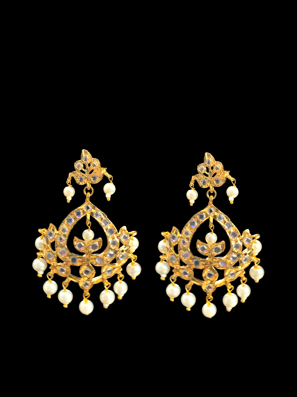 DER307 Dina hyderabadi  Chandbali with pearls ( SHIPS IN 4 WEEKS )