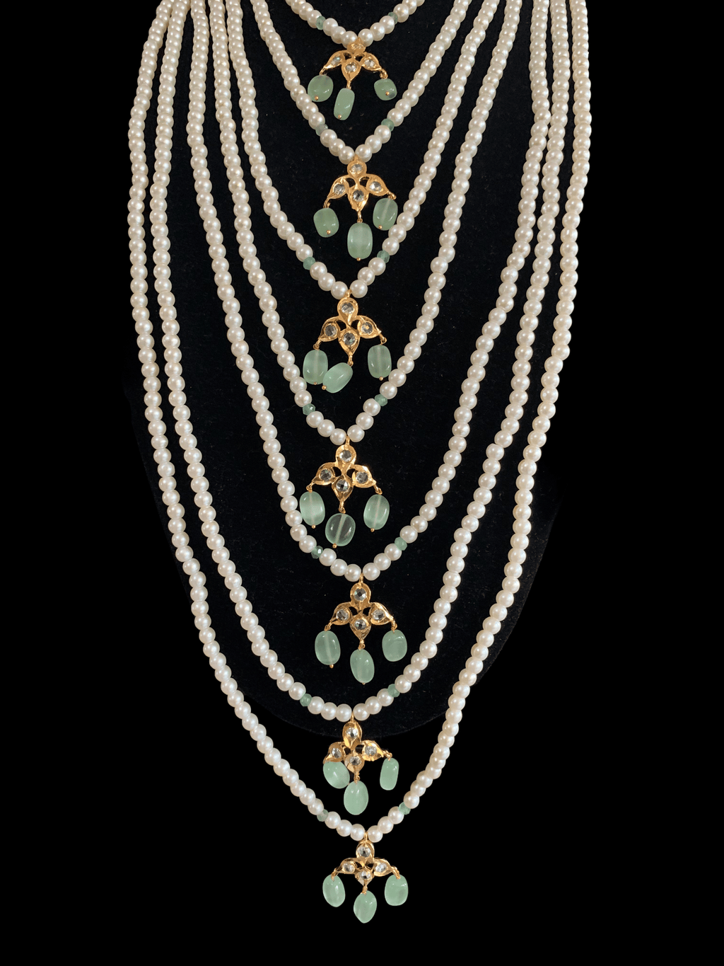 BR61 Insia Jadavi lacha bridal-set in green beads  ( SHIPS IN 4 WEEKS  )