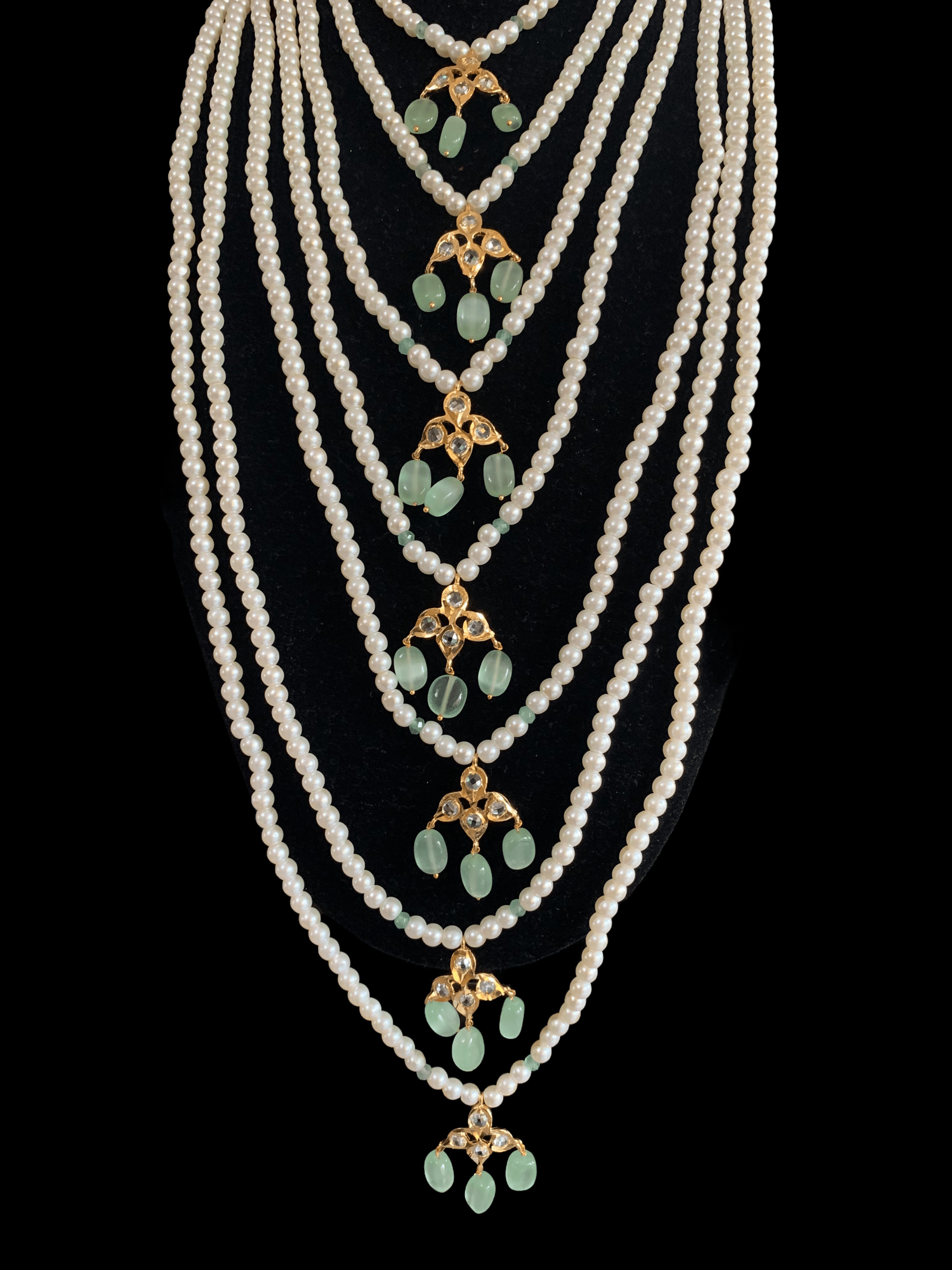 BR61 Insia Jadavi lacha bridal-set in green beads  ( SHIPS IN 4 WEEKS  )