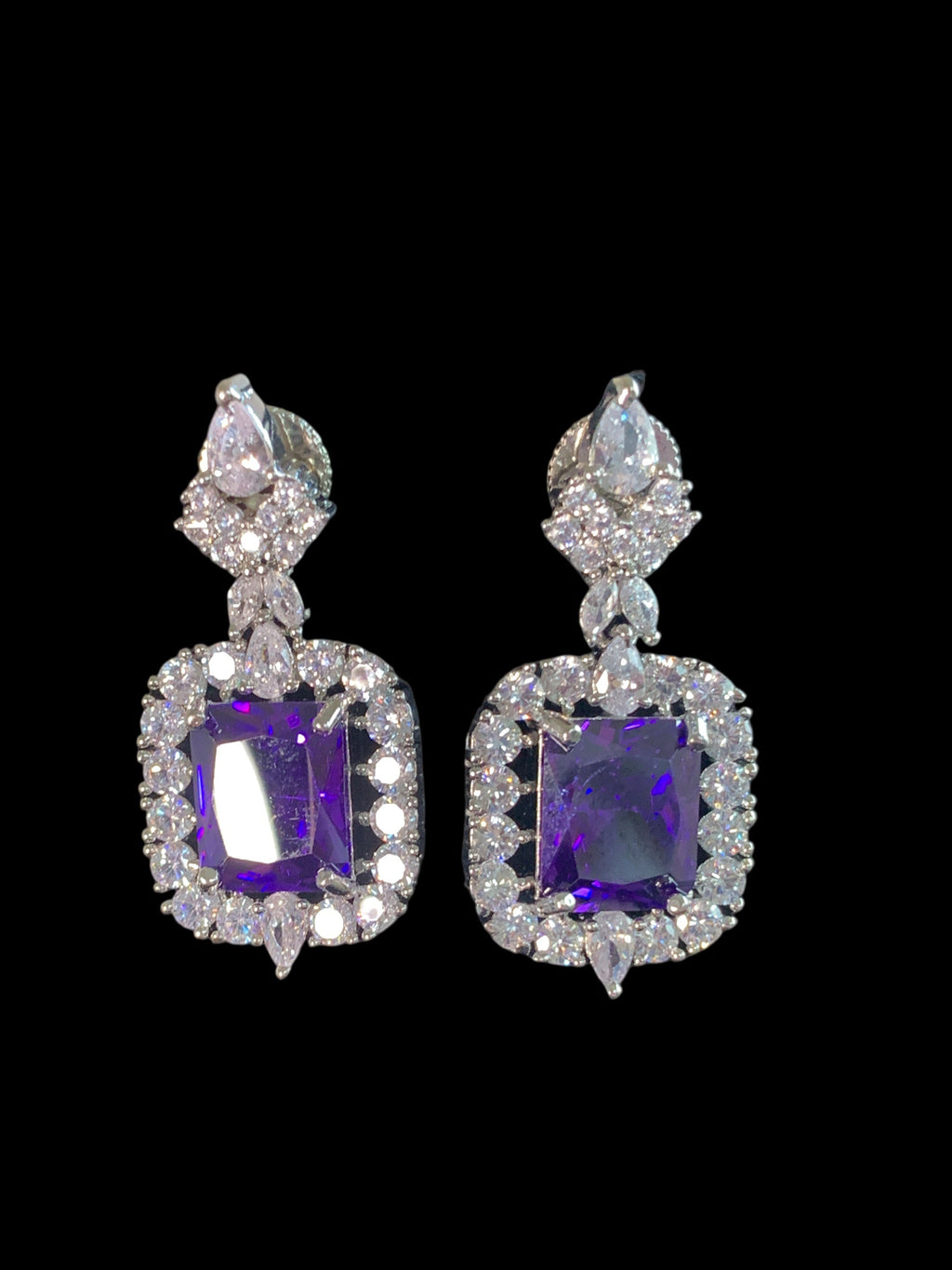 NS507 Myrha cz necklace set -PURPLE  READY TO SHIP )