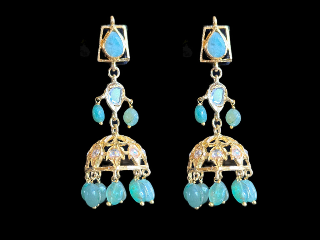 RAKIBA gold plated silver necklace set in emerald  with fresh water pearls ( SHIPS IN 5 WEEKS )