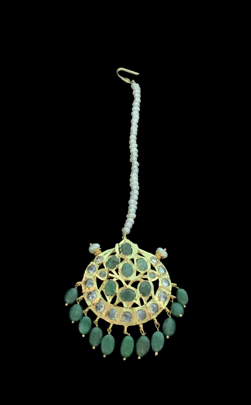 Insia bridal jadavi lacha satlada set in emeralds , ( SHIPS IN 1 WEEK )