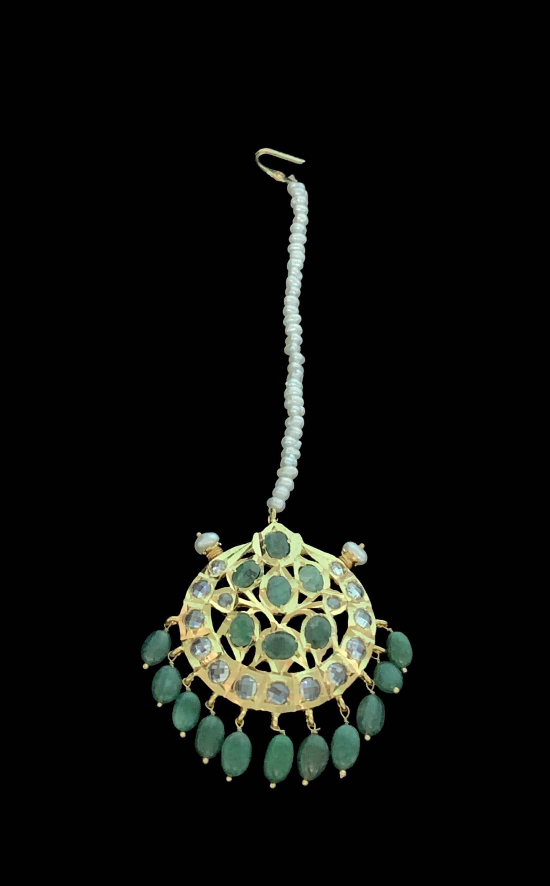 Insia bridal jadavi lacha satlada set in emeralds , ( SHIPS IN 1 WEEK )