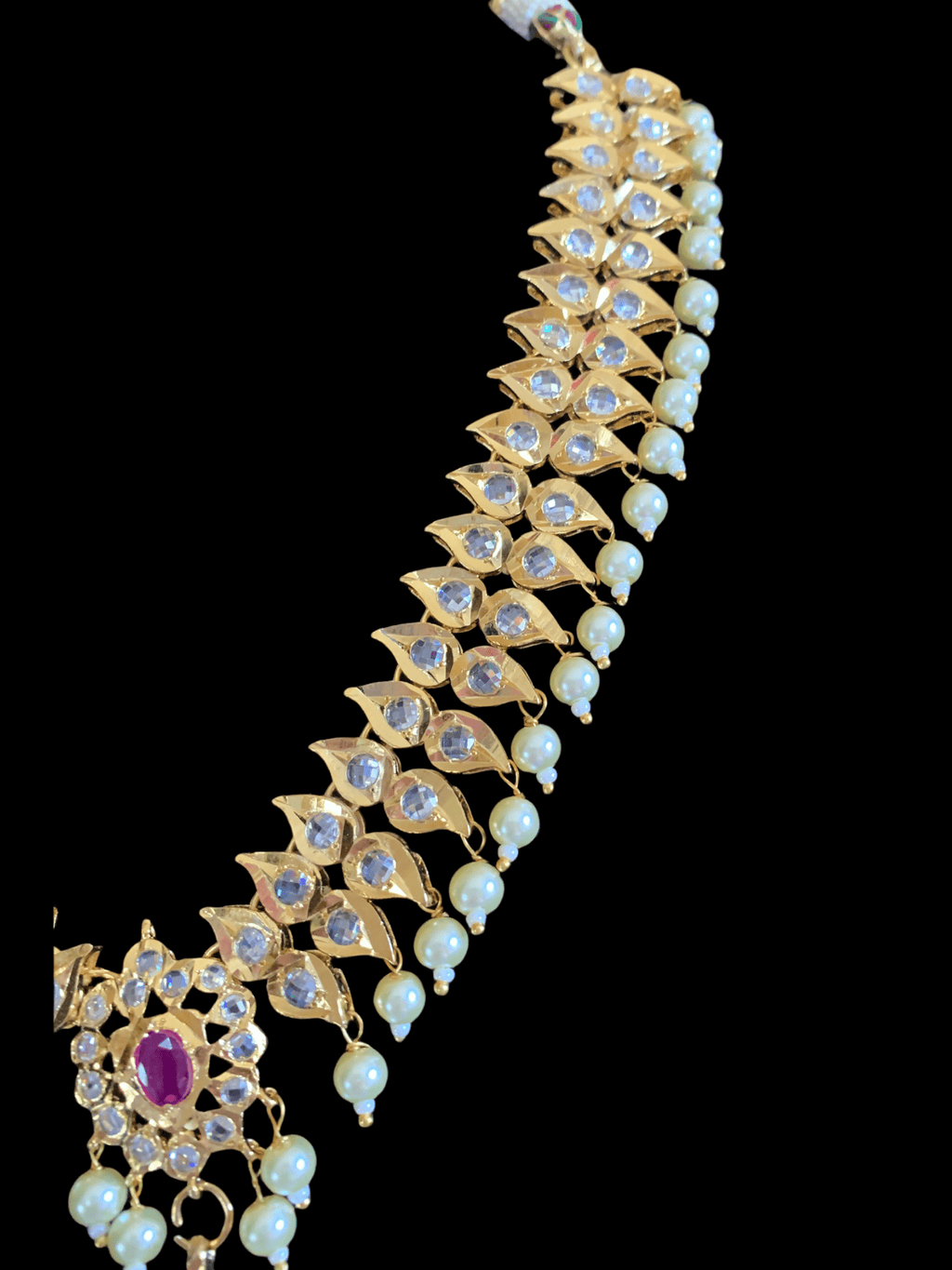 NS204 Ila nizami mango style bridal necklace with earrings in rubies (SHIPS IN 2 WEEKS  )
