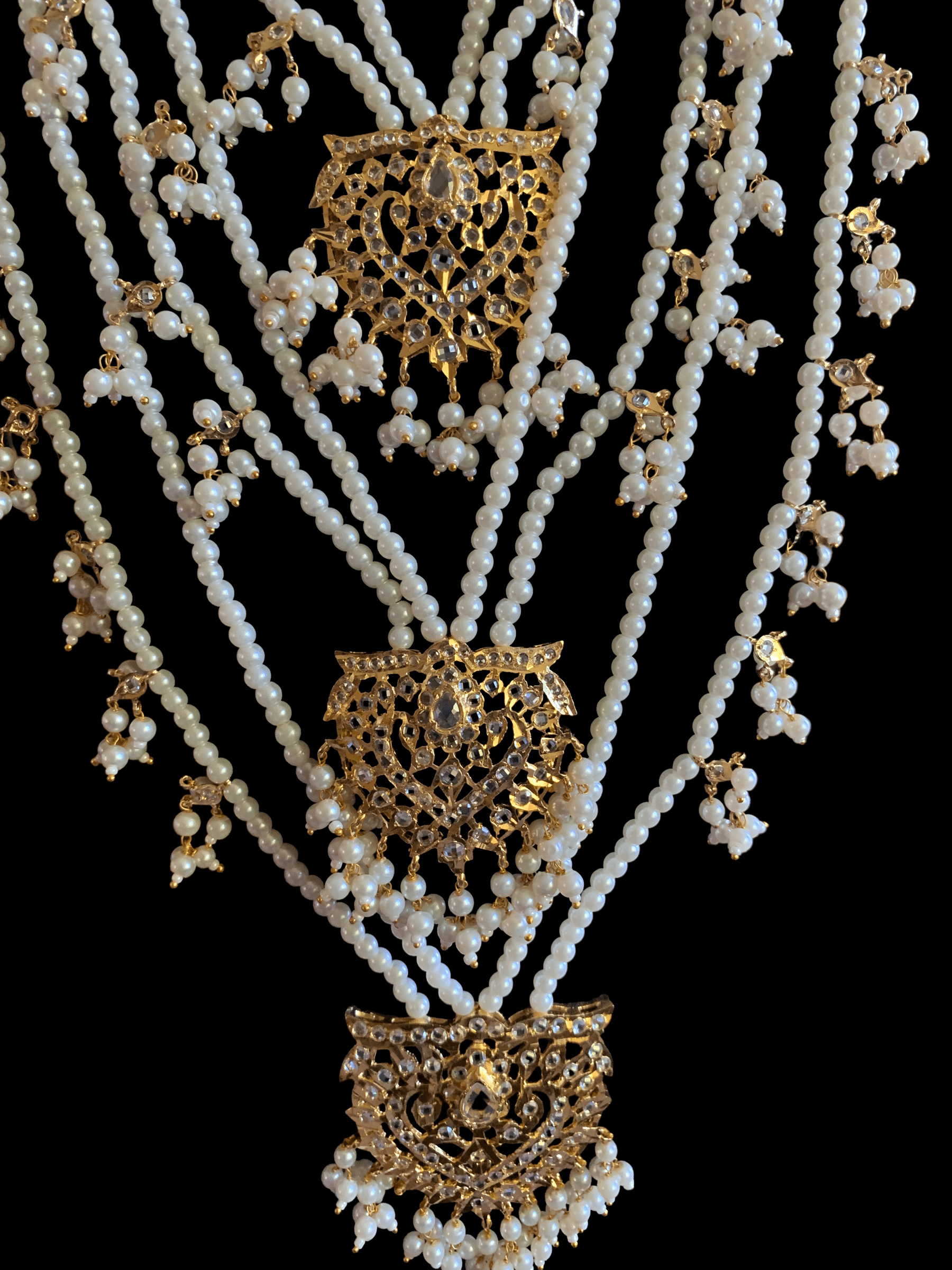 SAT61 Maahi bridal Hyderabadi three layered necklace with earrings ( READY TO SHIP )