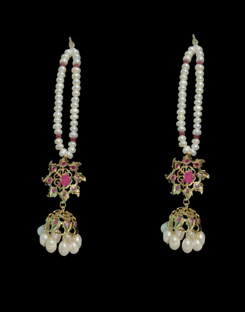 BR7 Insia bridal jadavi lacha satlada set in ruby with fresh water pearls  , READY TO SHIP