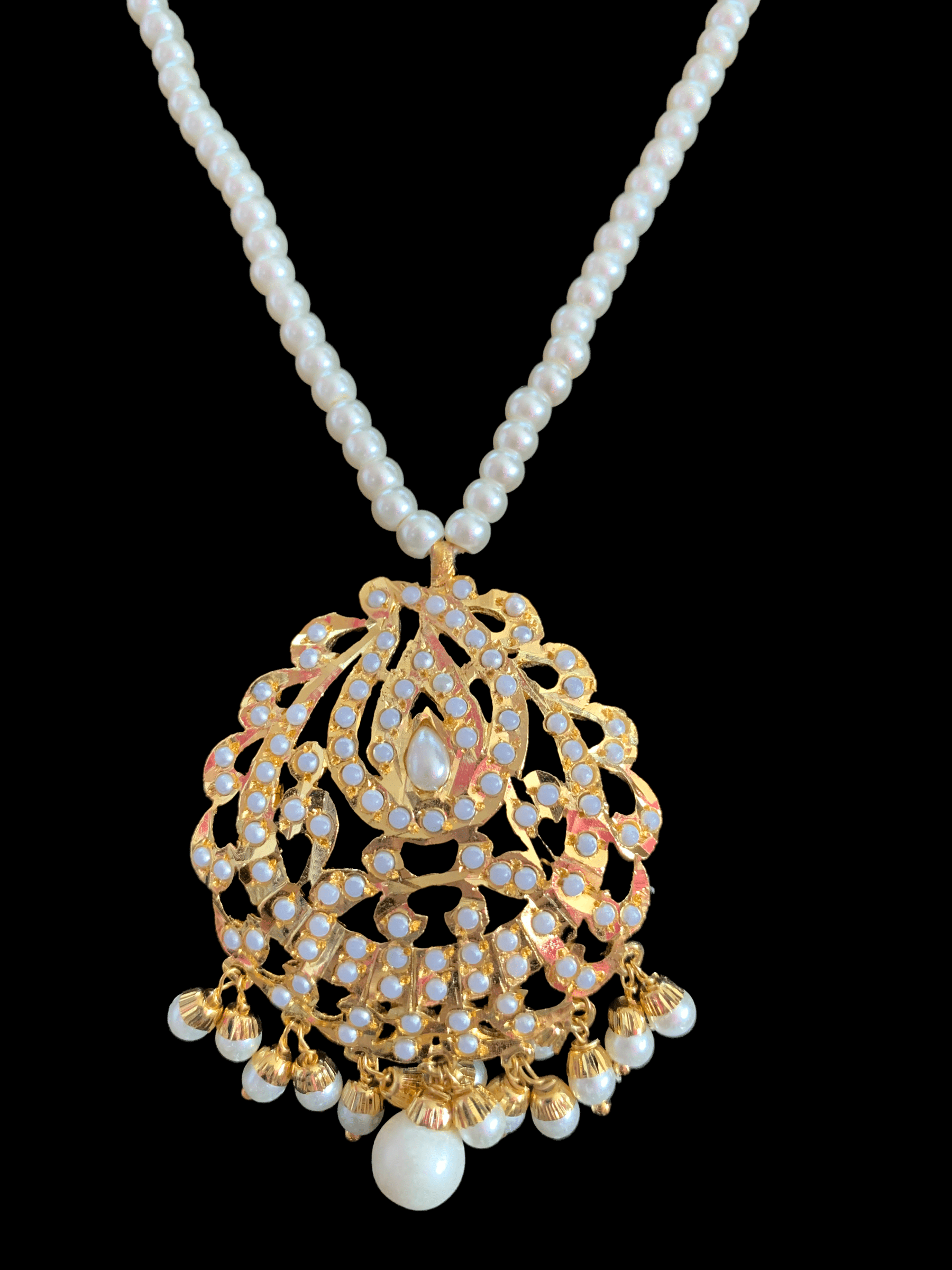 PS468 Jadau  pendant set in pearls  ( READY TO SHIP)