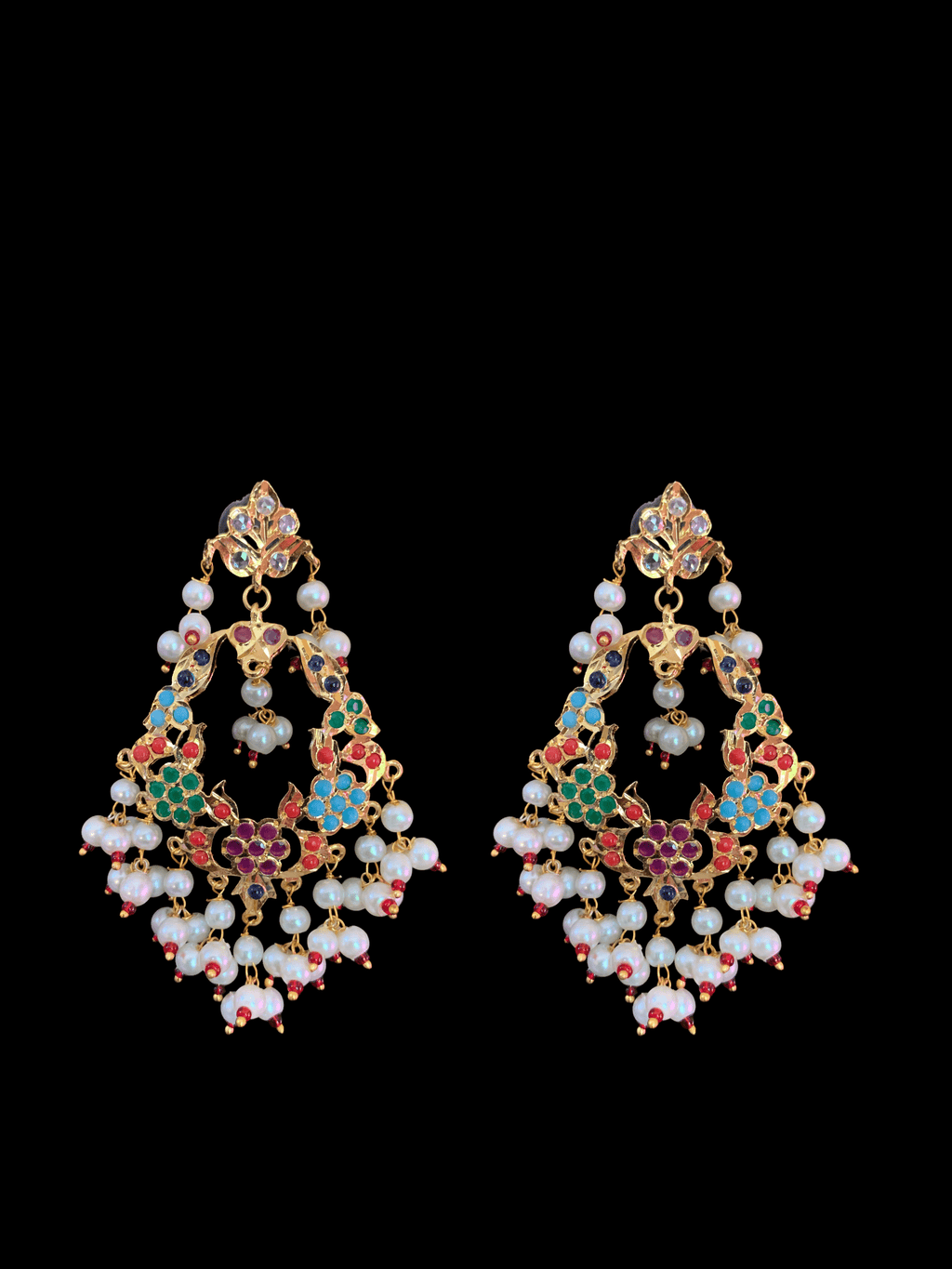 SAT43 Madhuri three layer bridal navratan set ( READY TO SHIP )