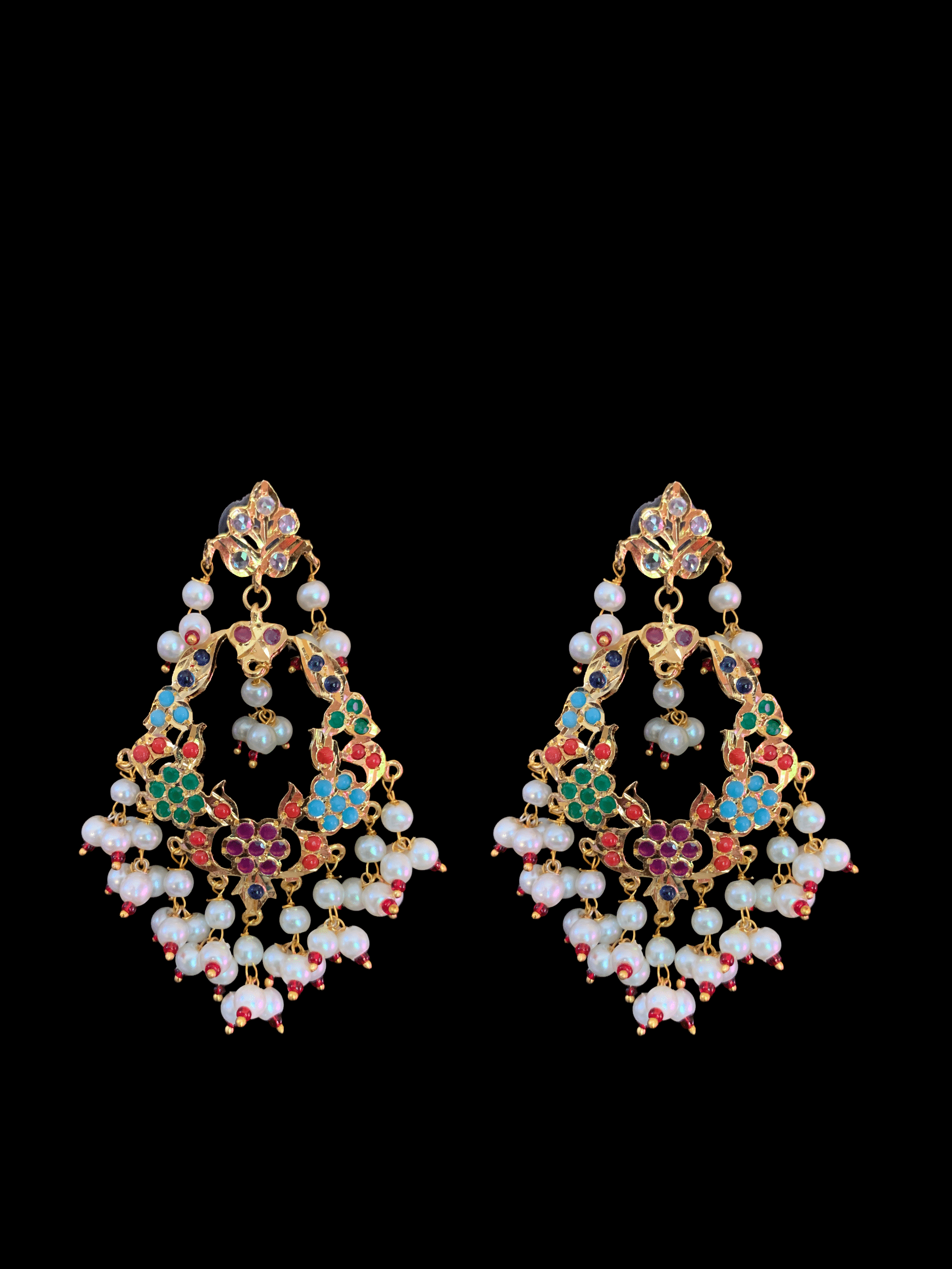 SAT43 Madhuri three layer bridal navratan set ( READY TO SHIP )