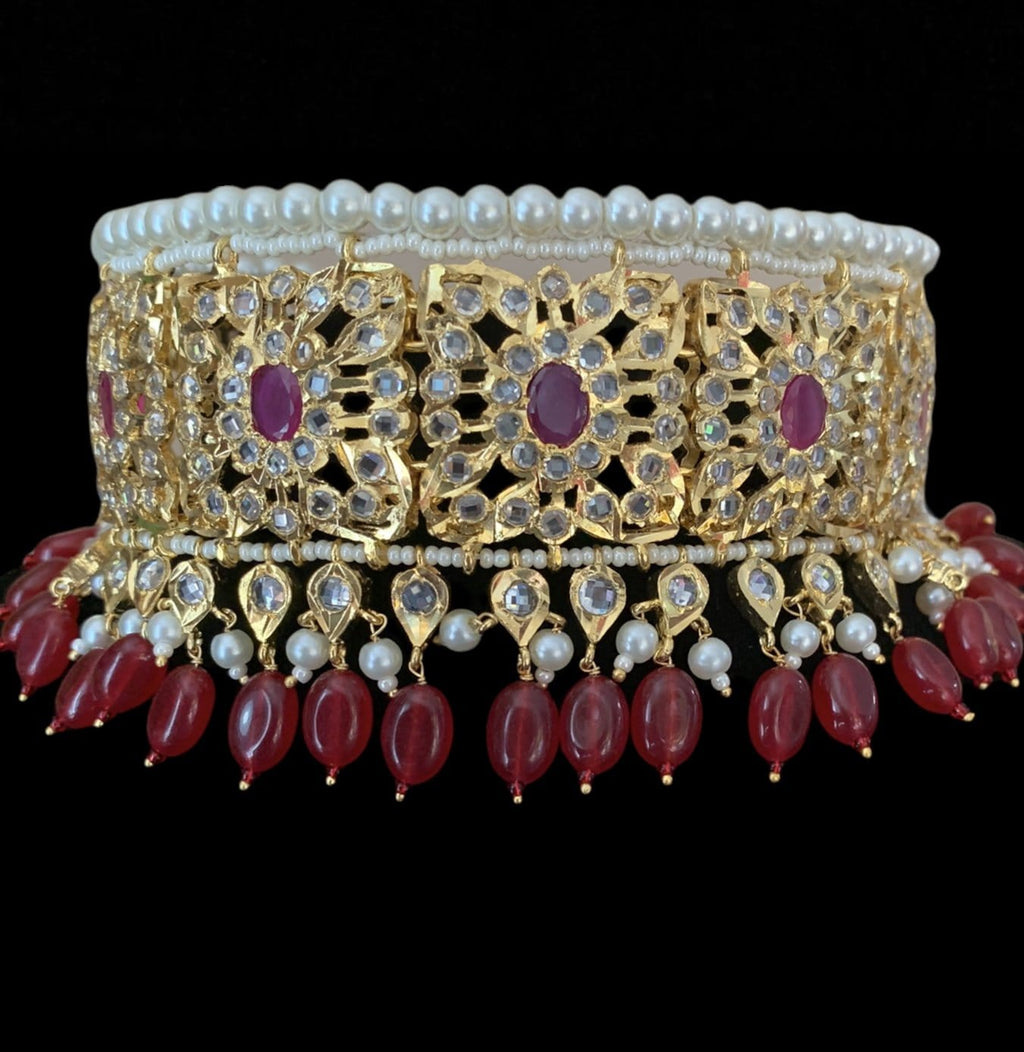 C24 Sabuhi Ruby  hyderabadi choker ( SHIPS IN 3 WEEKS  )