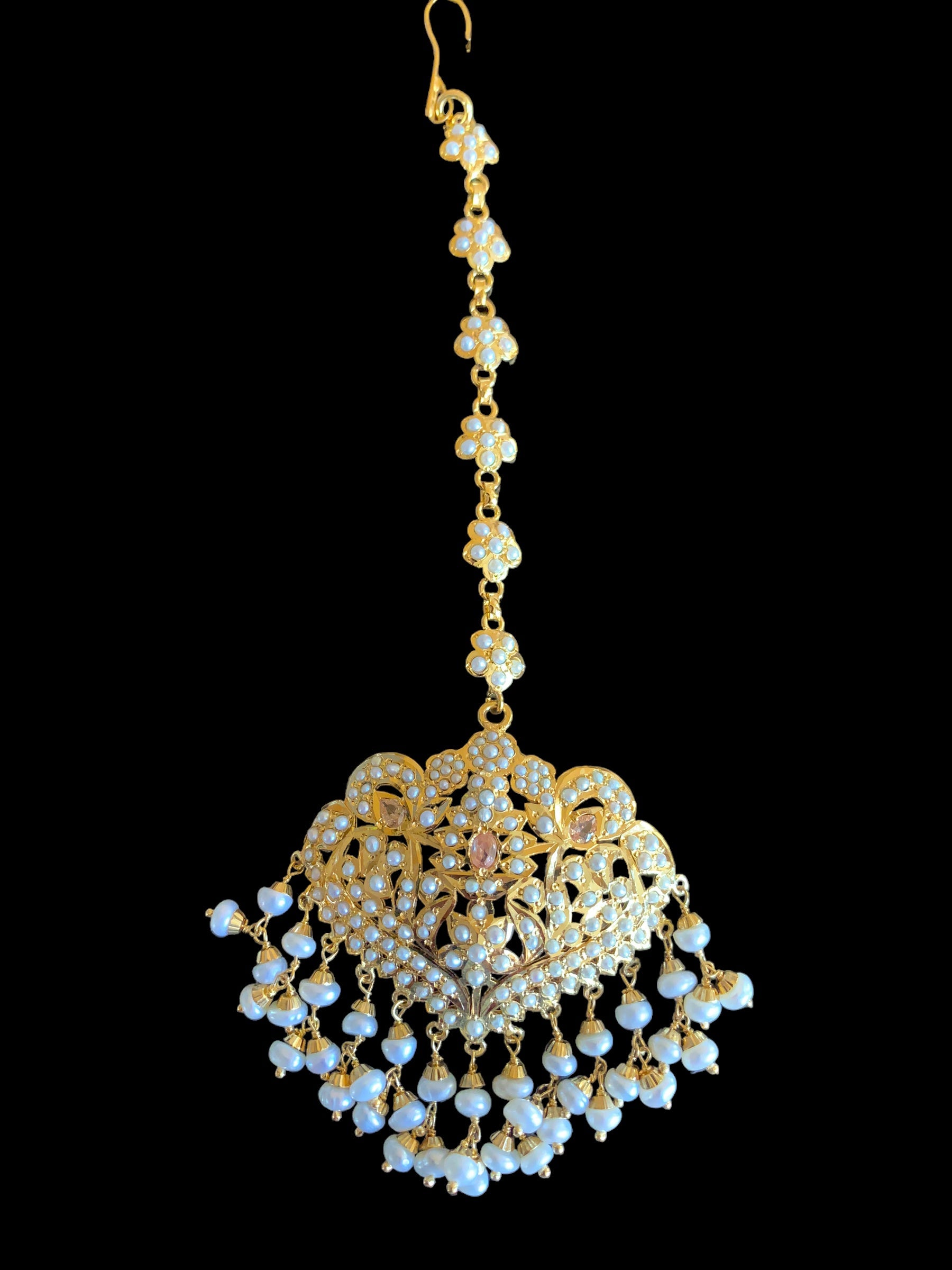 Gold plated silver rani haar in fresh water pearls ( SHIPS IN 5 WEEKS )