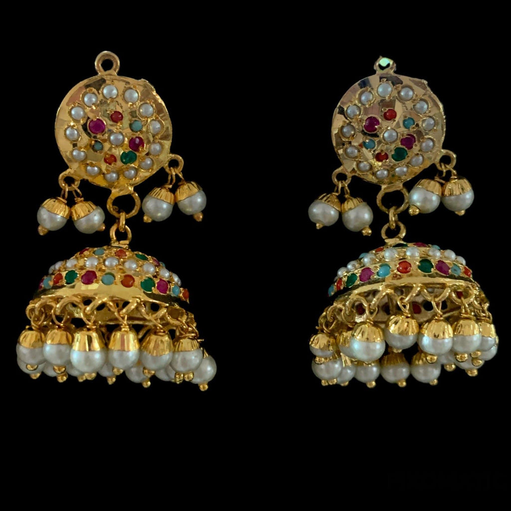 PS471  jadau pendant set in Navratan  ( READY TO SHIP )