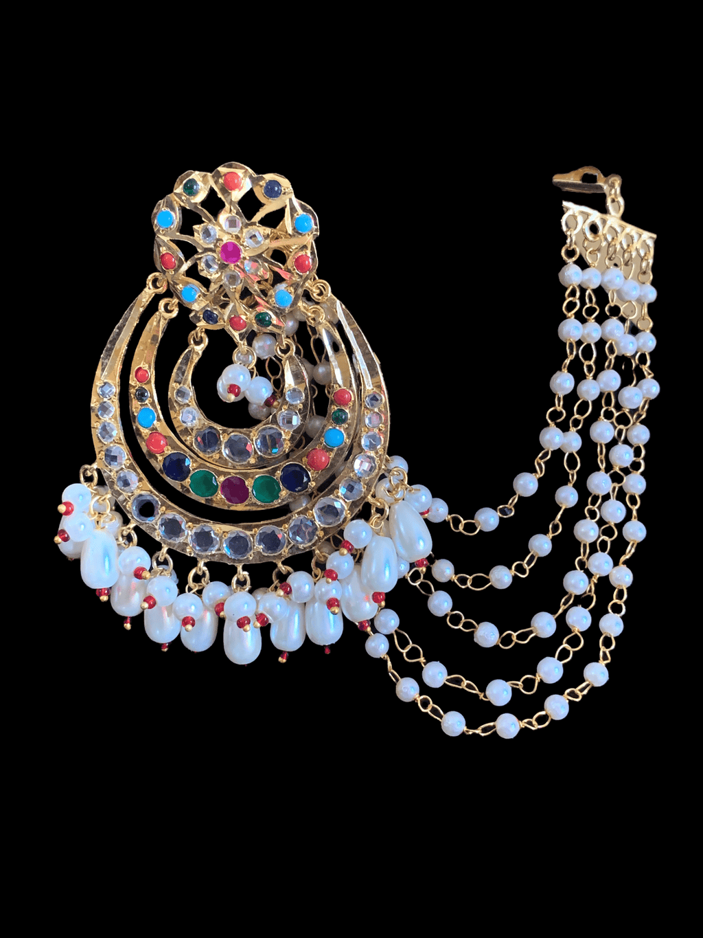 NS194 Malavika necklace set in Navratan    ( SHIPS IN 2 WEEKS  )