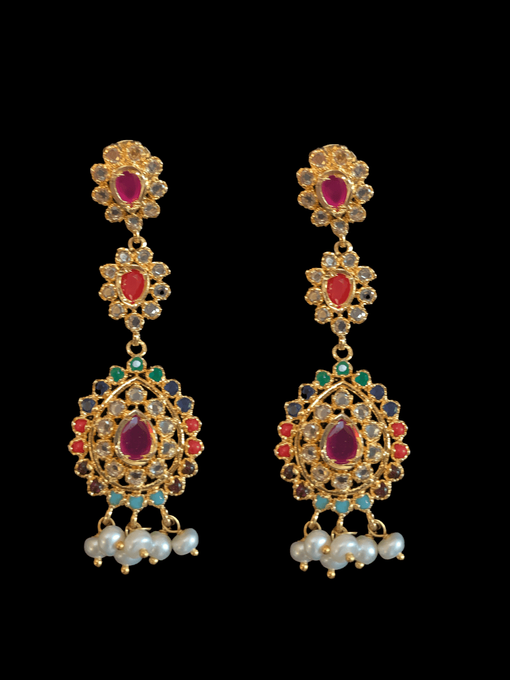 Zehra  fresh water pearls set in Navratan    (READY TO SHIP)