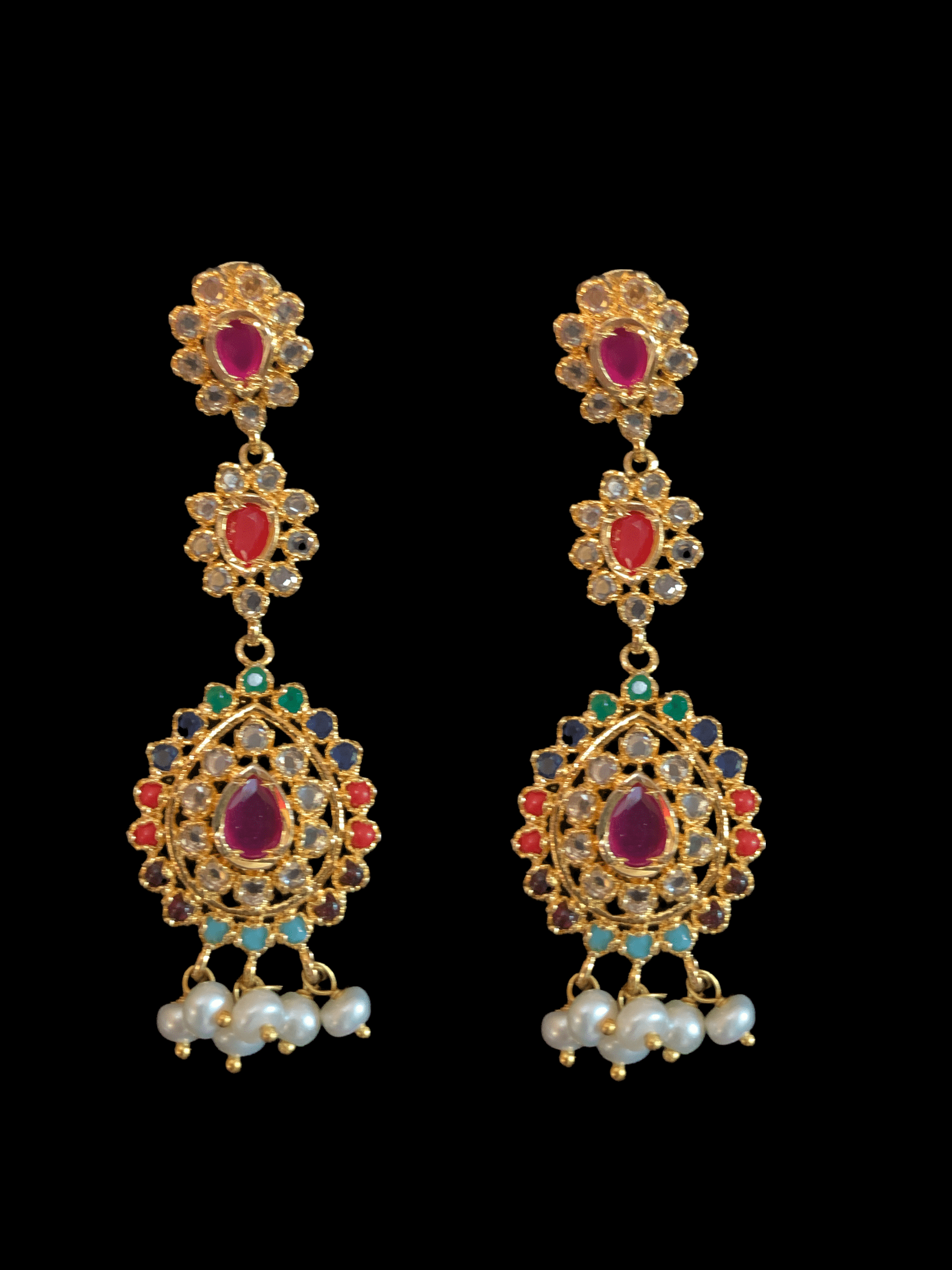 Zehra  fresh water pearls set in Navratan    (READY TO SHIP)