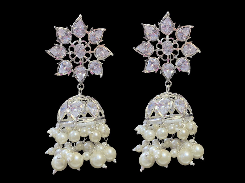 C175 Sonam jadavi lacha choker and jhumka  in silver plating  ( SHIPS IN 4 WEEKS )