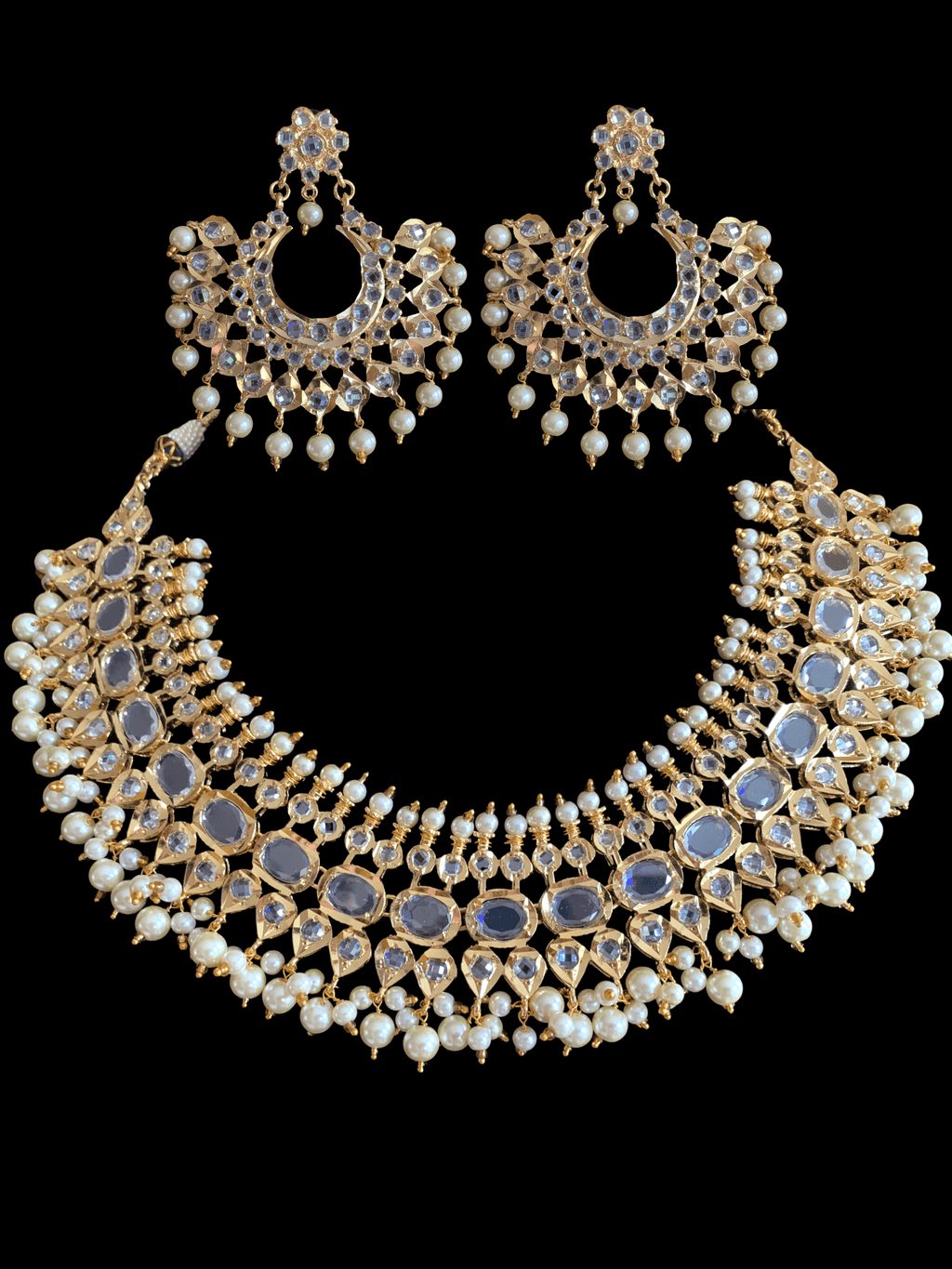 NS511 Aleeza necklace  set - golden pearls   (SHIPS IN 4 WEEKS )