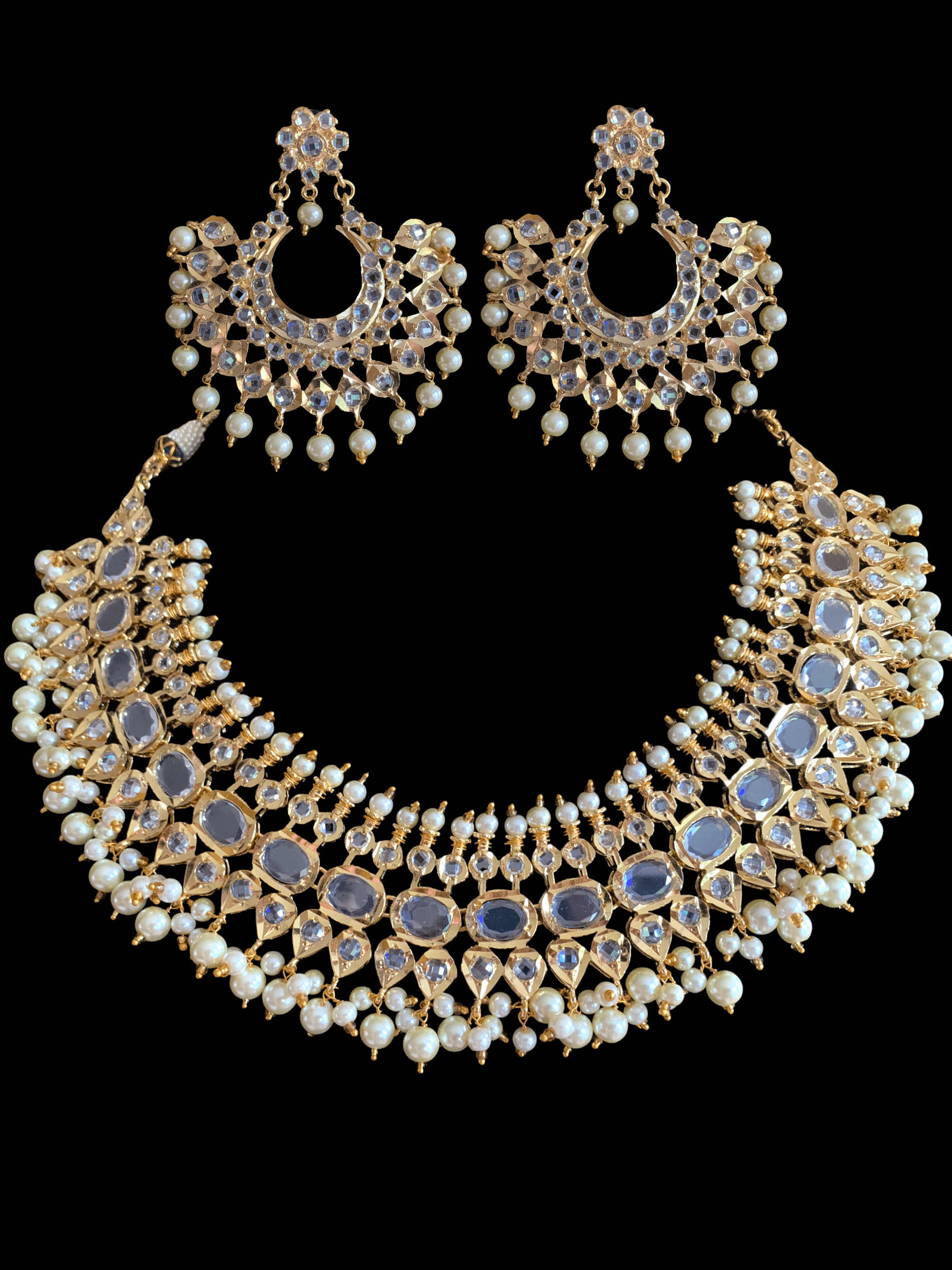 NS511 Aleeza necklace  set - golden pearls   (SHIPS IN 4 WEEKS )