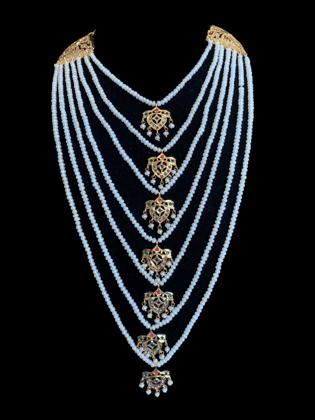 SAT8  Talia  satlada in fresh water pearls - navratan  (READY TO SHIP)