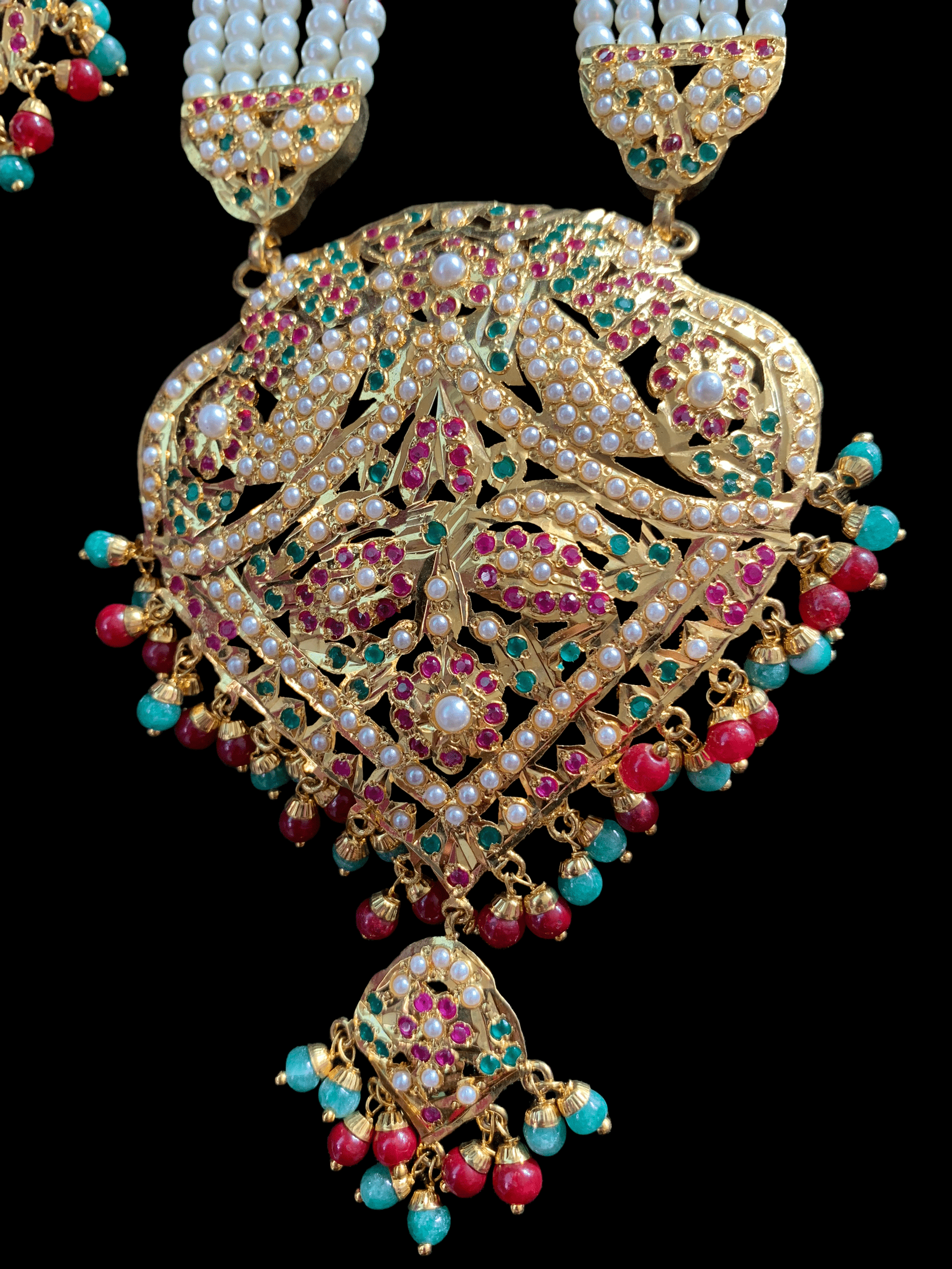 LN151 Azya punjabi Jadau Rani haar in pearls ( SHIPS IN 4 WEEKS )