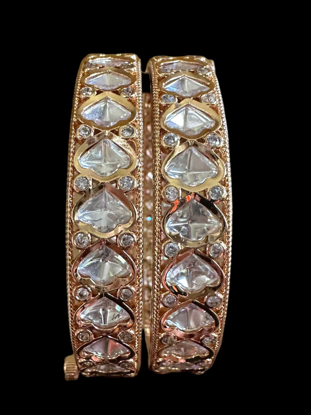 Rose gold plated  polki bangles ( READY TO SHIP )