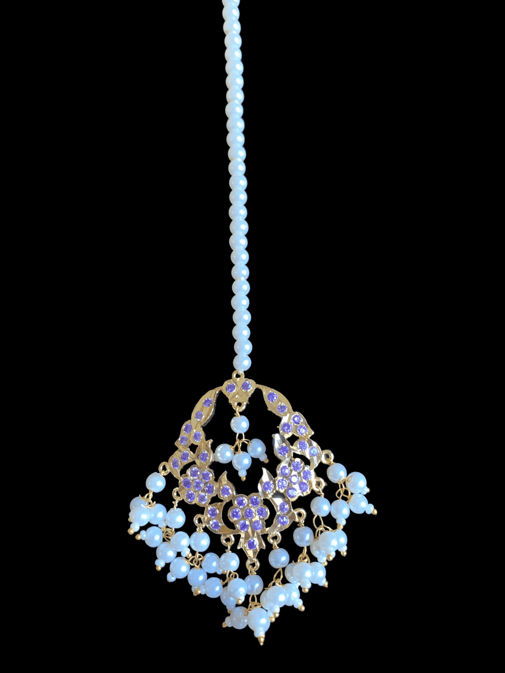 DJET23  Madhuri earrings tika set in purple / amethsyt   ( SHIPS IN 3 WEEKS )