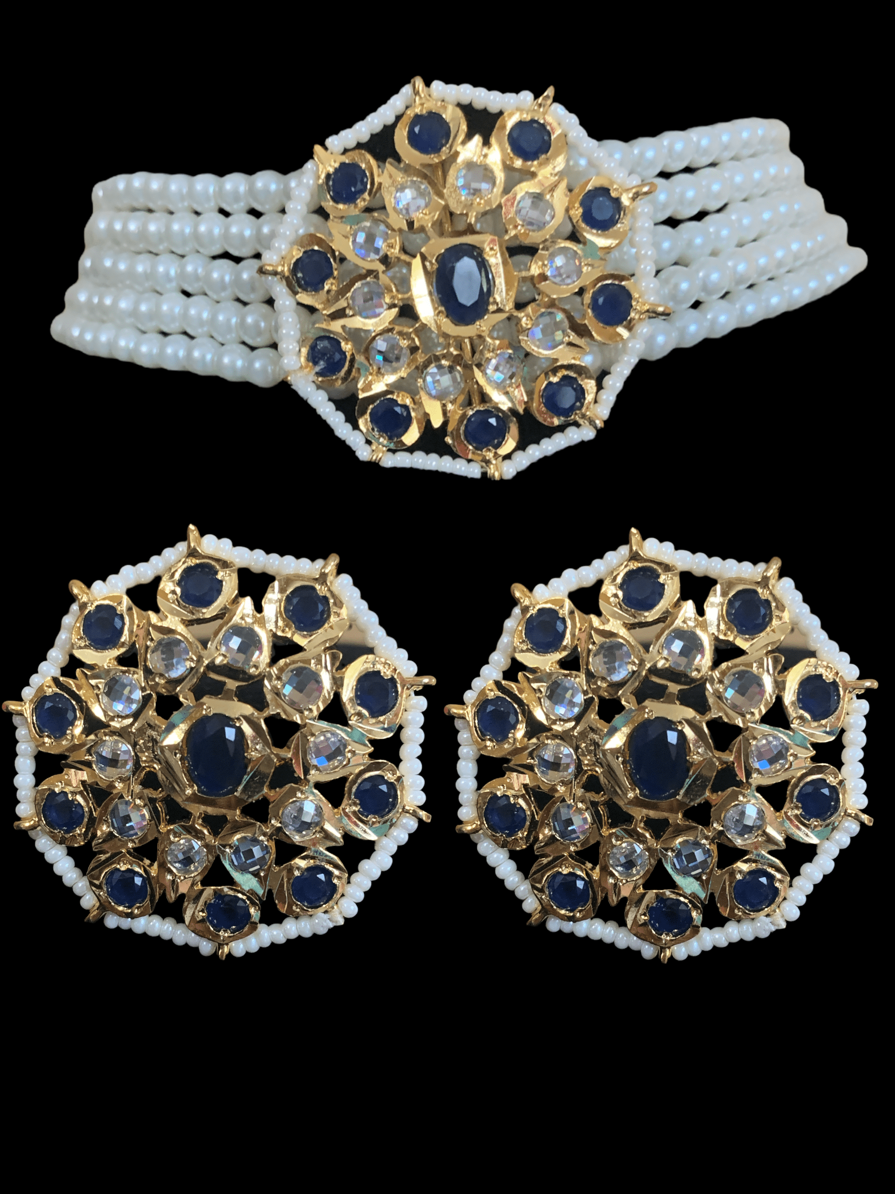 C160 Amra choker set  - blue  ( SHIPS IN 4 WEEKS  )