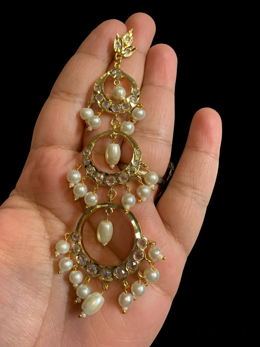 DER50 Eva multilayered Chandbali earrings in pearls ( READY TO SHIP )