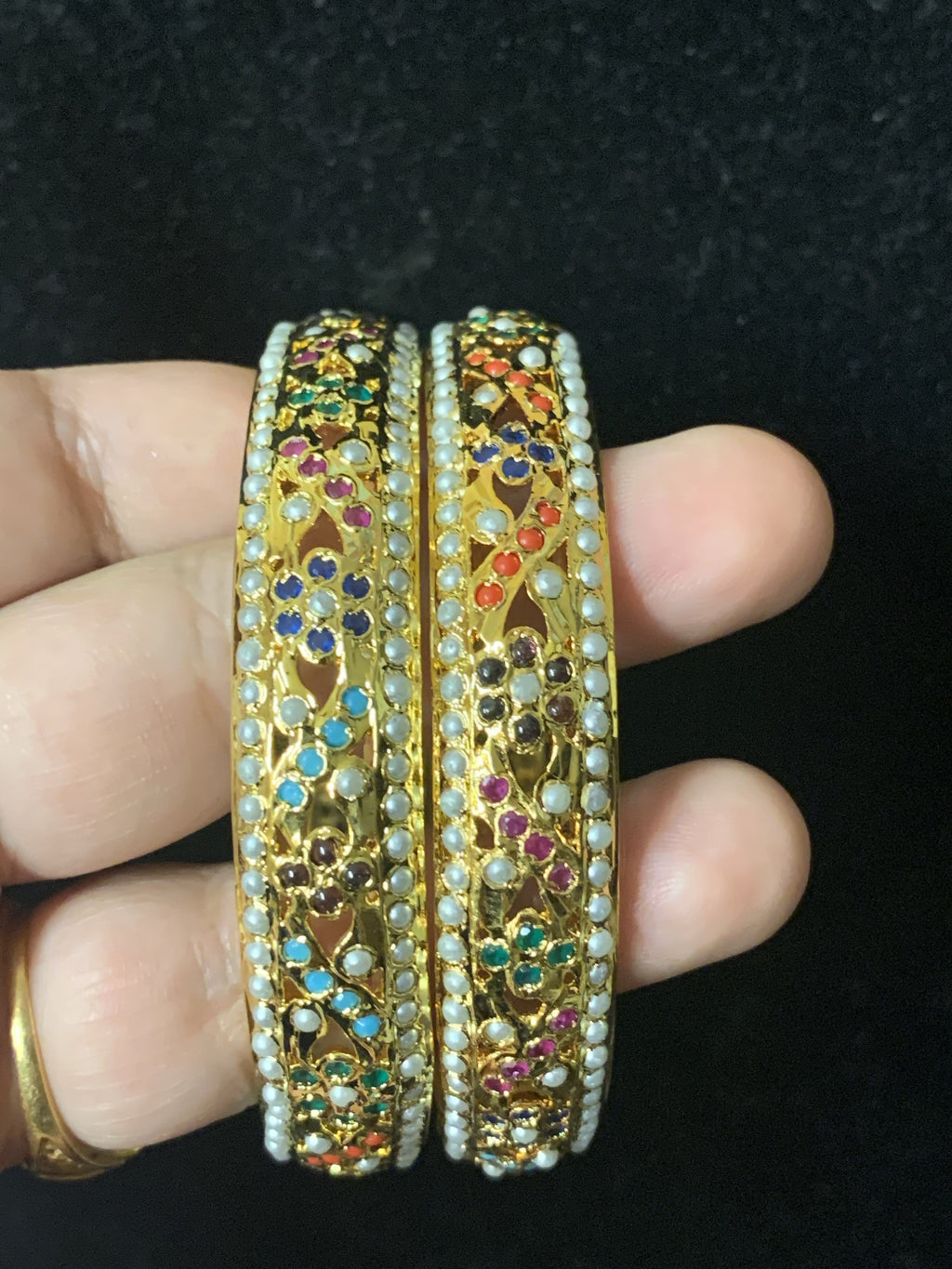 B140 Leela navratan bangles  ( READY TO SHIP )