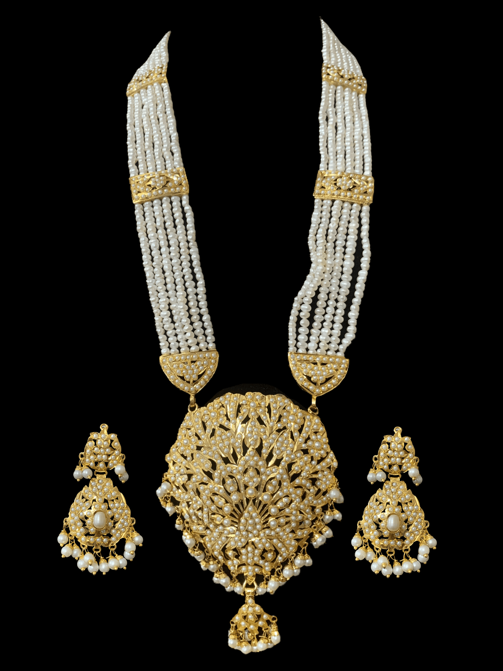 DLN68 punjabi Jadau Rani haar in fresh water  pearls ( READY TO SHIP )