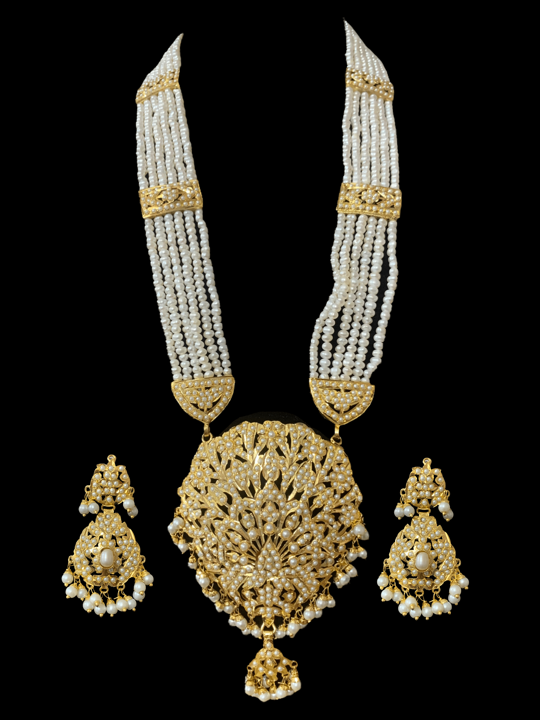 DLN68 punjabi Jadau Rani haar in fresh water  pearls ( READY TO SHIP )