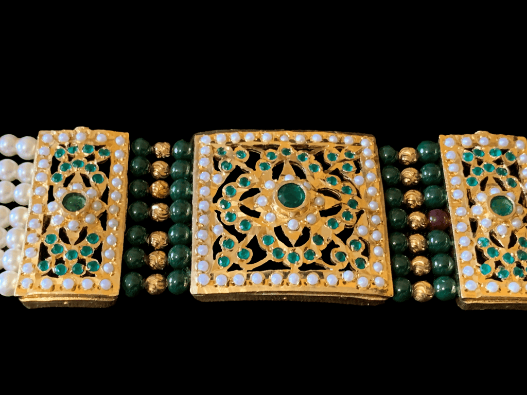 B64 Saira jadau bracelet in green   ( READY TO SHIP )