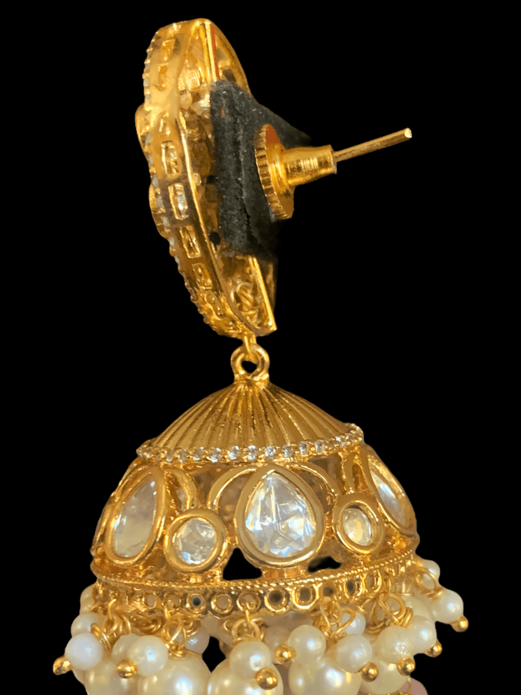 DER255 Shamini polki jhumka - green  ( READY TO SHIP )