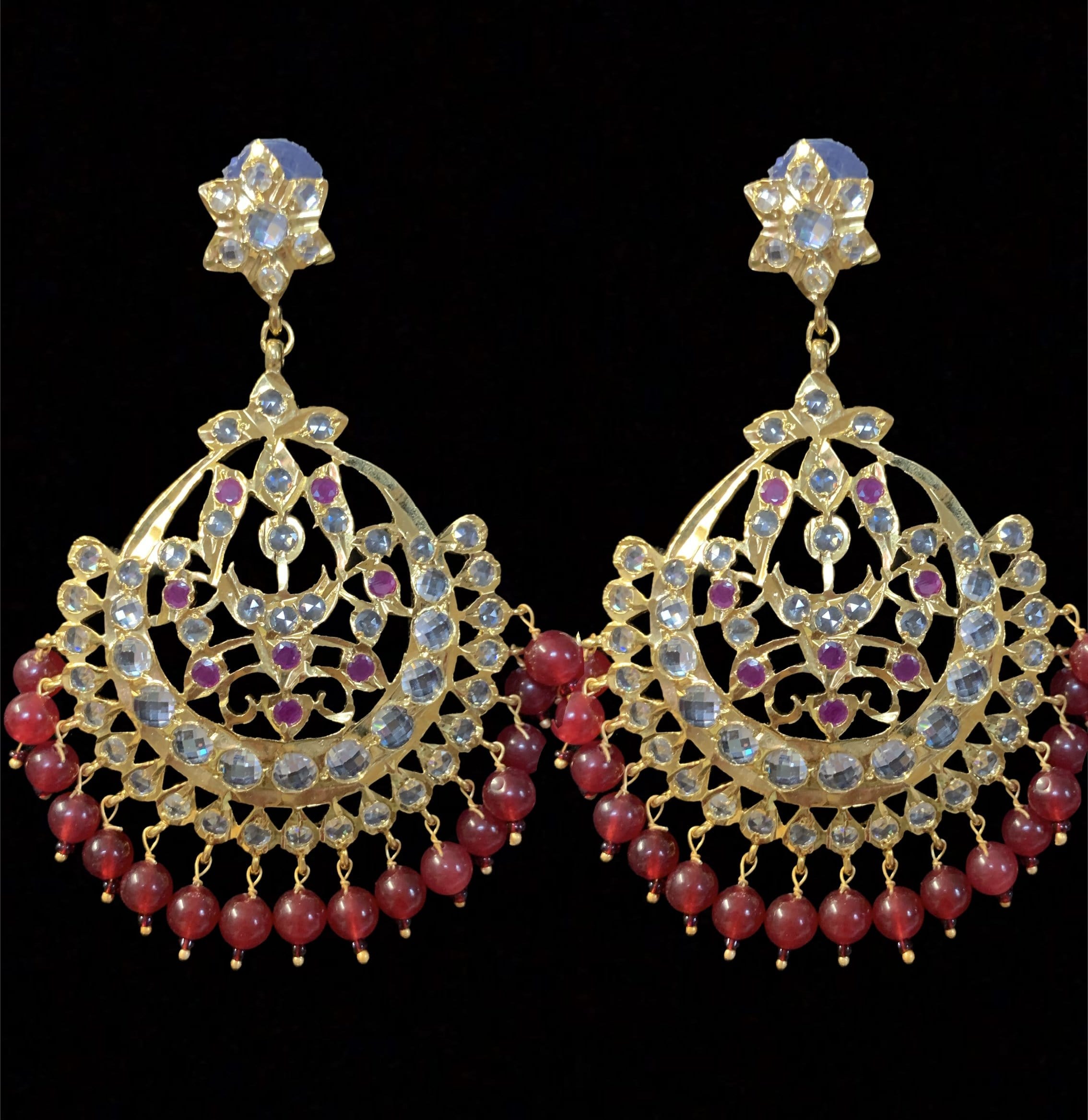 Sehra chandbali in red ( SHIPS IN 4 WEEKS  )