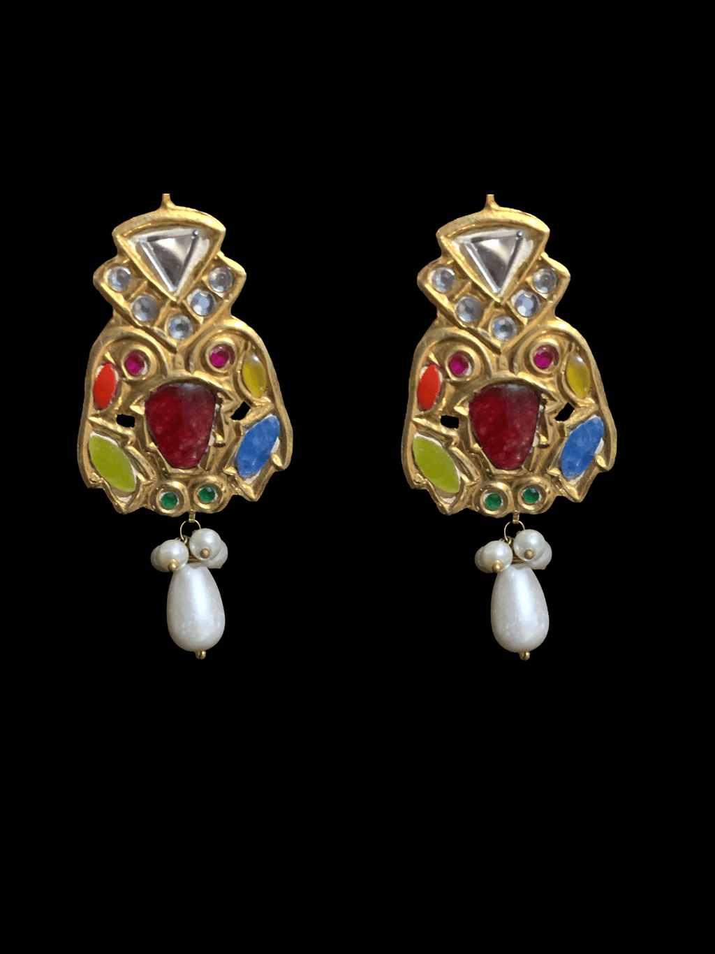 PS477 Navratan  pendant set ( READY TO SHIP )