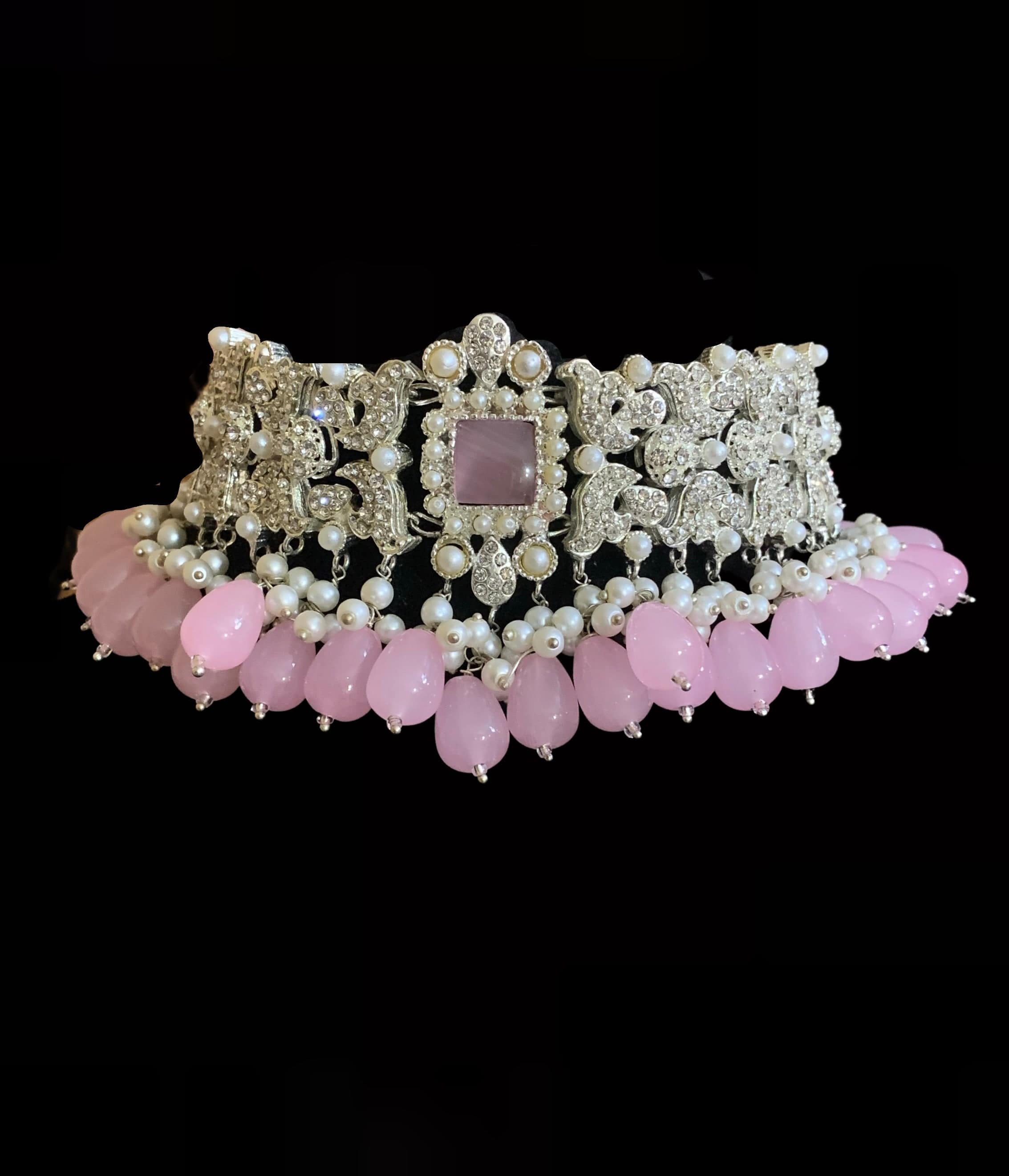 BR10 Anisa zircon bridal set - pink ( SHIPS IN 3 WEEKS  )