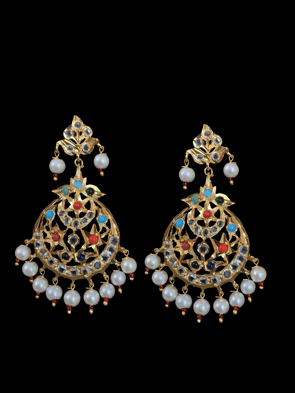 NS96 Neema navratan hyderabadi necklace set ( SHIPS IN 4 WEEKS)