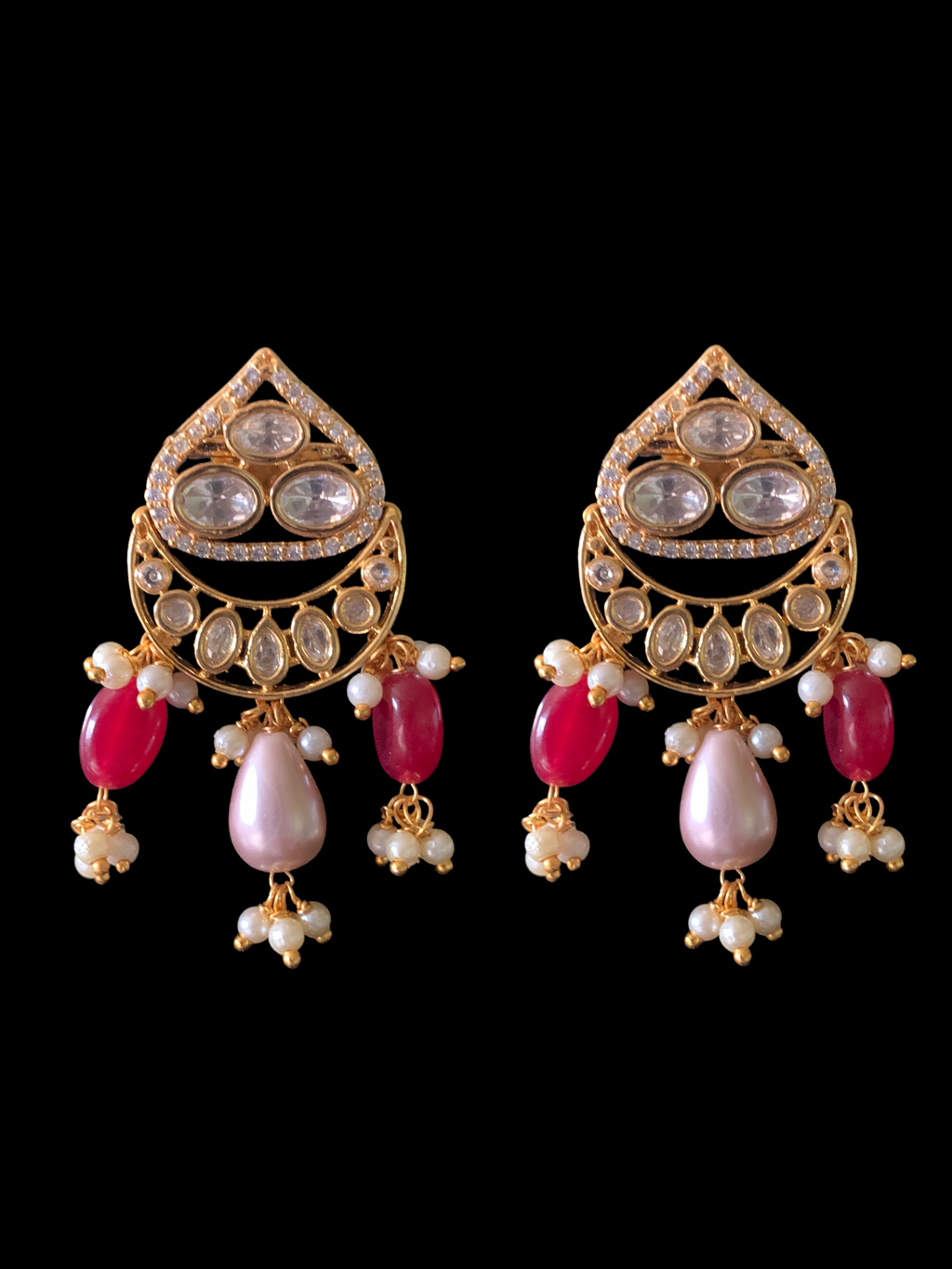 High quality gold plated polki necklace set with tika ( READY TO SHIP)