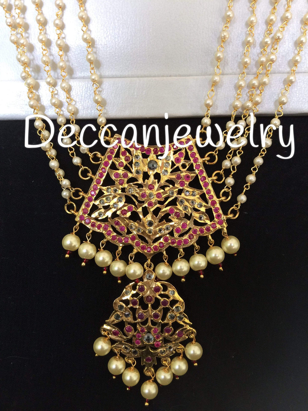 DLN118 Aabha chandan haar (rubies)( SHIPS IN 4 WEEKS  )